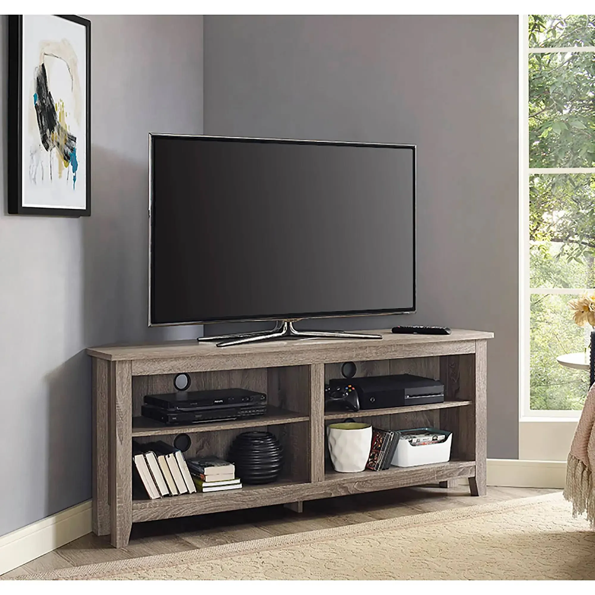 Walker Edison 58" Corner TV Stand - Driftwood