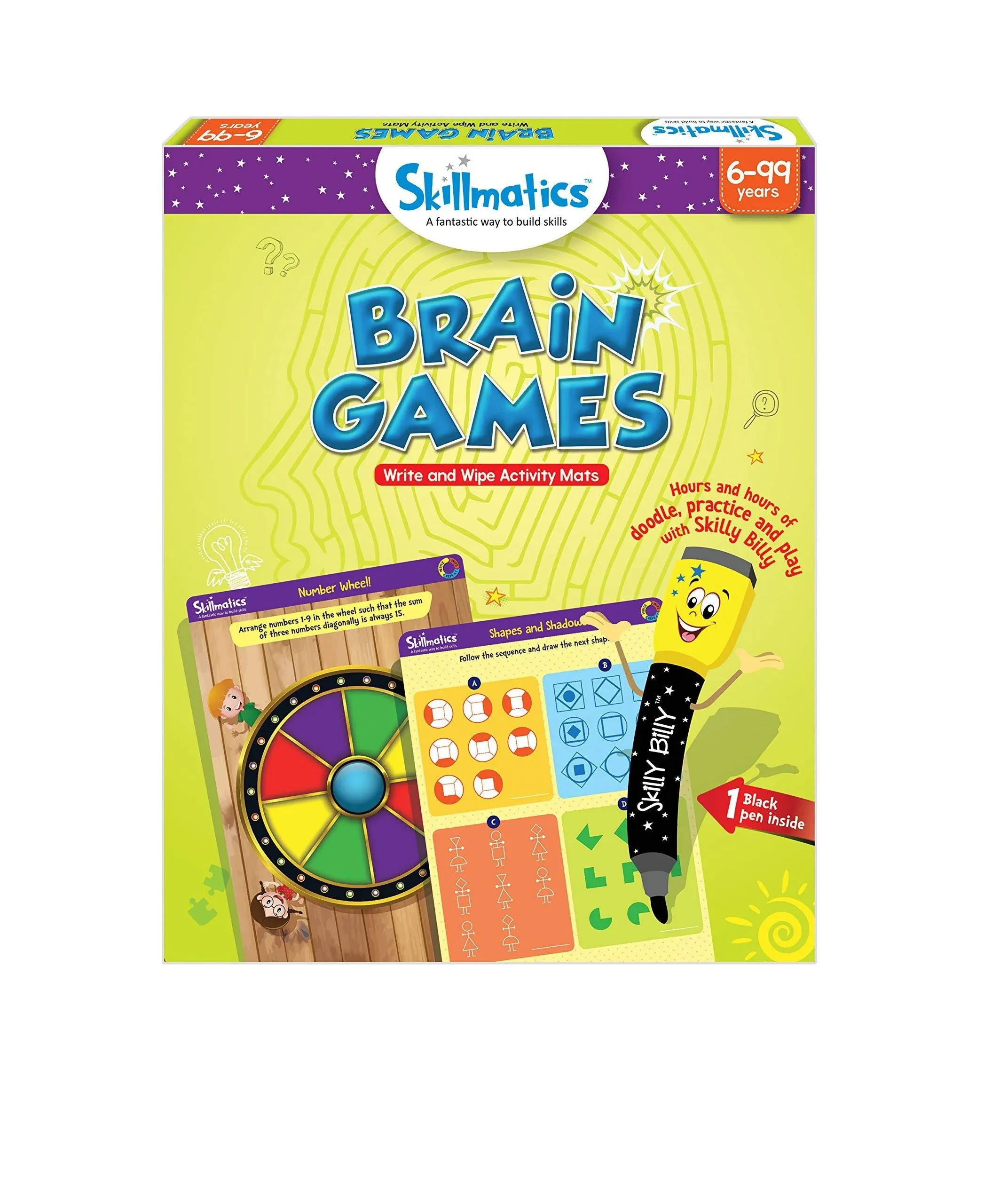 Skillmatics Educational Game - Brain Games, Reusable Activity Mats with Dry-Erase Marker, Gifts, Travel Toy for Kids Ages 6, 7, 8, 9 and Up