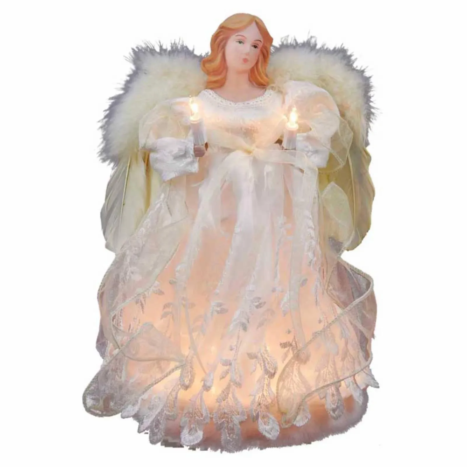 Kurt Adler 10-Light Angel Treetop 12-Inch Ivory