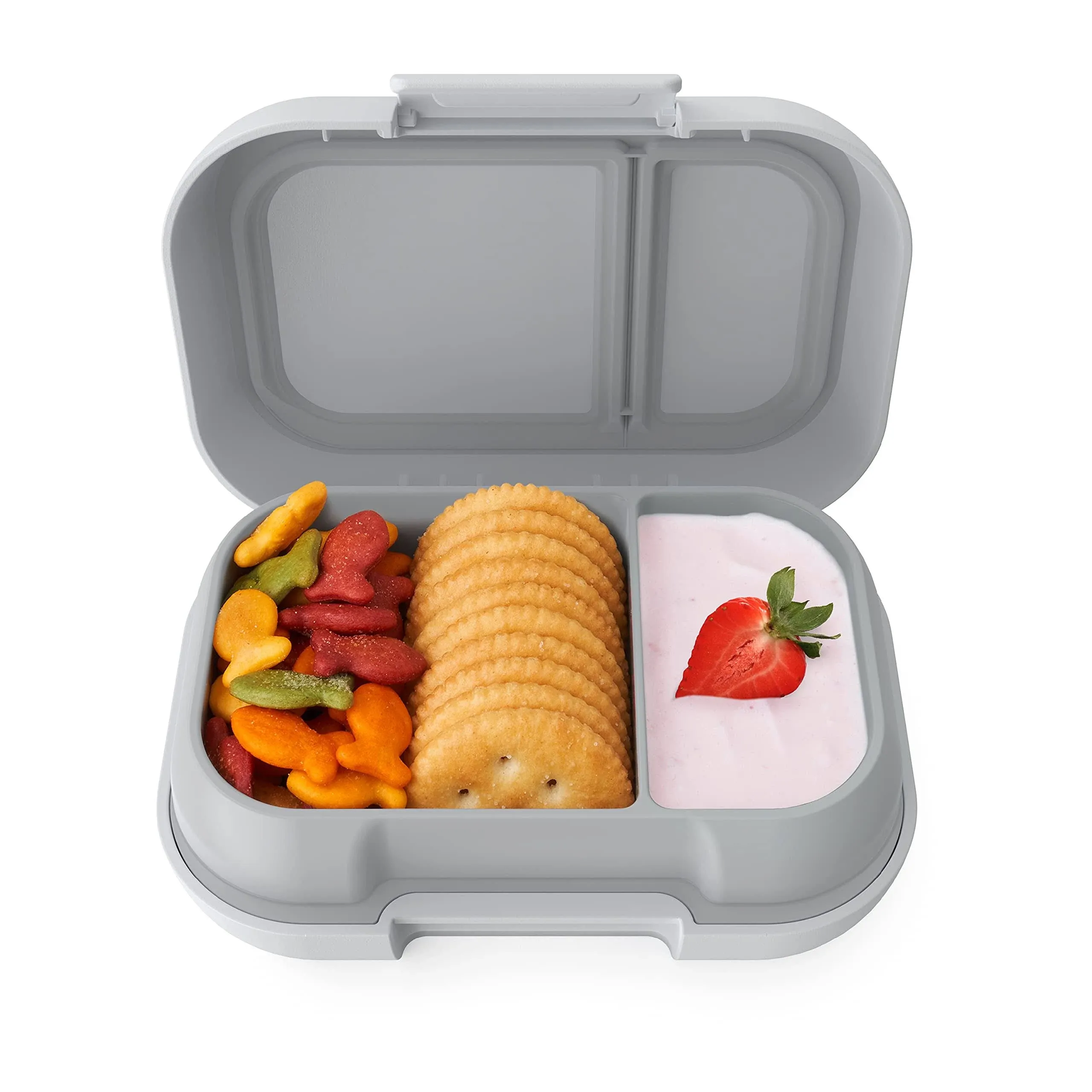 Bentgo® Kids Snack - 2 Compartment Leak-Proof Bento-Style Food Storage for Snacks and Small Meals, Easy-Open Latch, Dishwasher Safe, and BPA-Free - Ideal for Ages 3+ (Aqua)