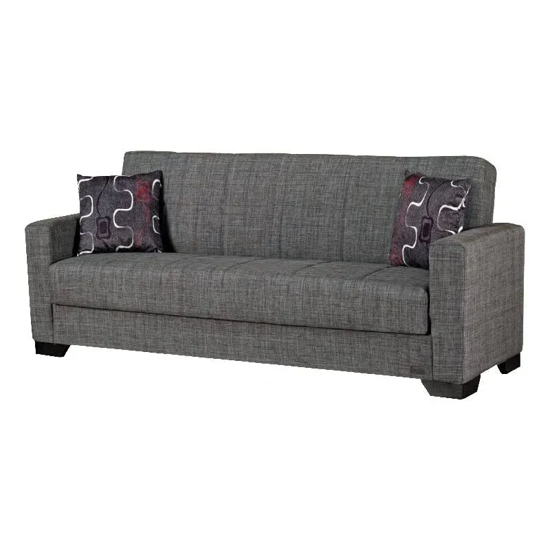 Beyan Vermont Modern Fabric Upholstered Convertible Sofa Bed with Storage 84 Gray