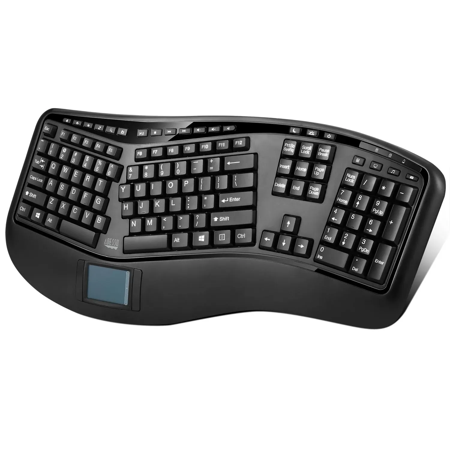 Adesso Wireless Ergonomic Touchpad Keyboard WKB-4500UB