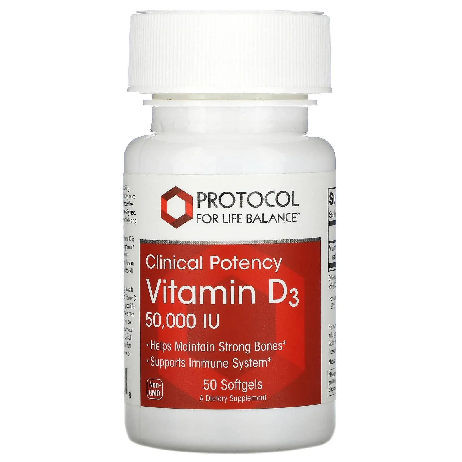 Protocol Vitamin D3 50000 IU - Immune Support, Healthy Bones and Teeth - 50 Softgels