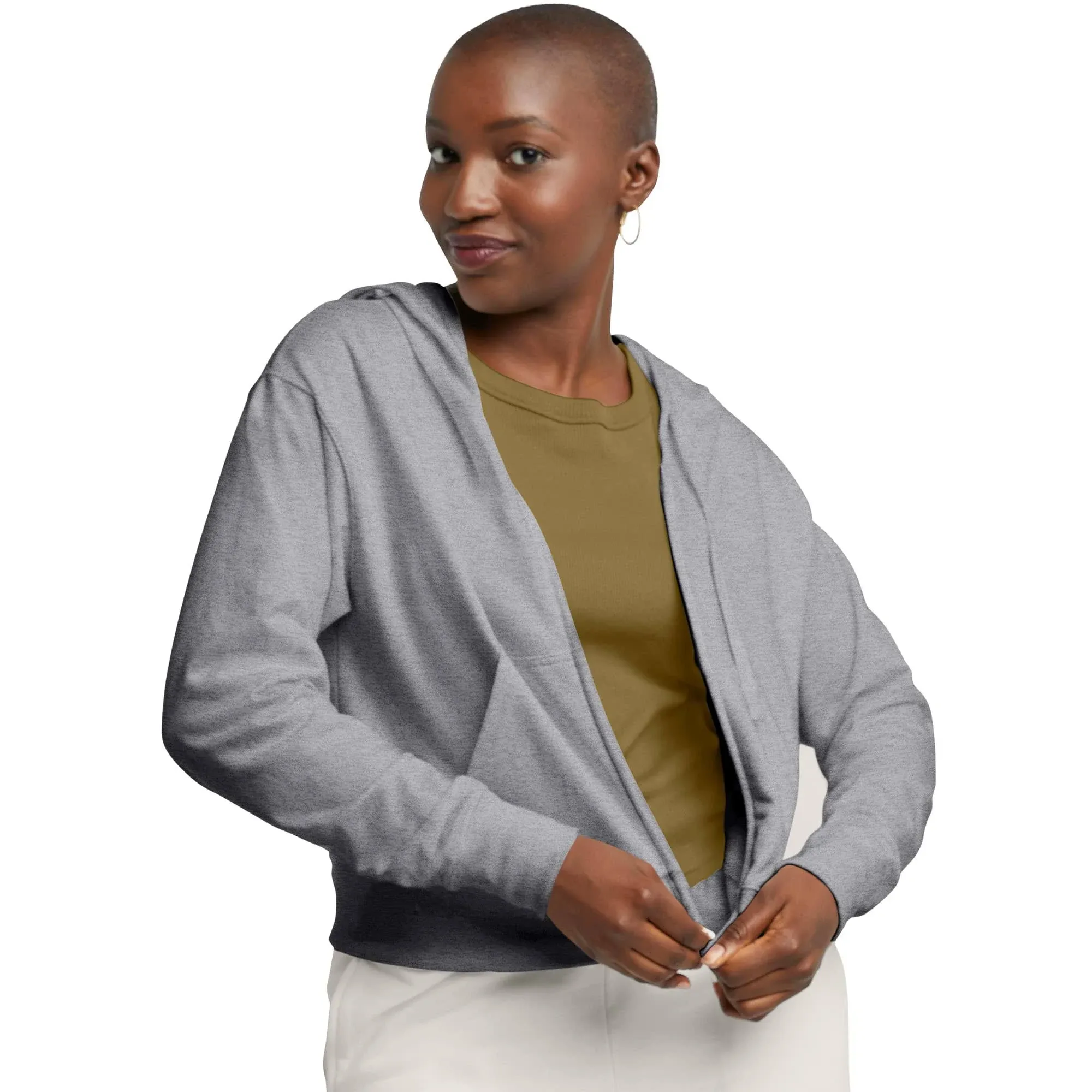 Hanes Originals Women's French Terry Hoodie, Full Zip Natural M