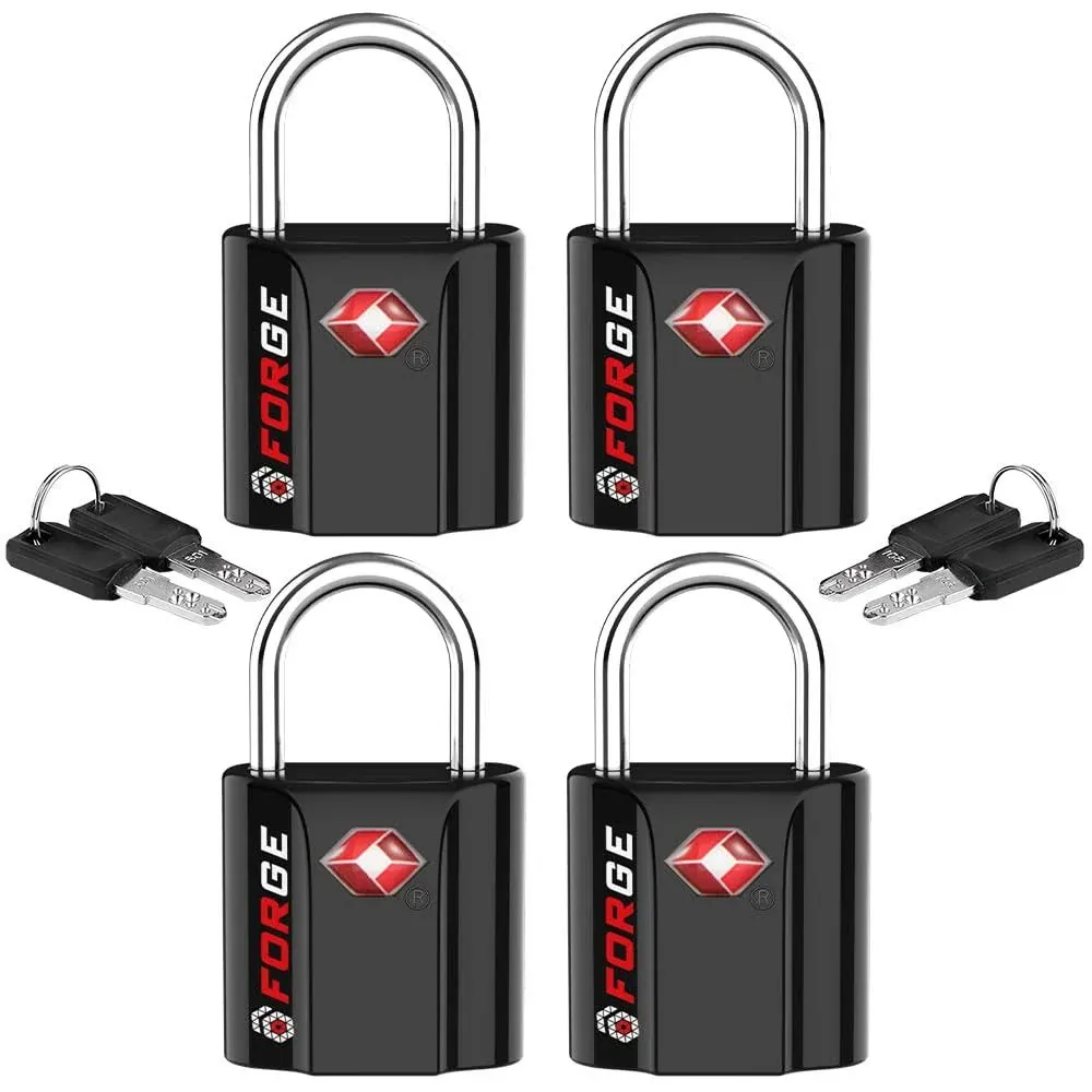 TSA Approved Luggage Locks, Ultra-Secure Dimple Key Travel Locks Black 4 Pack