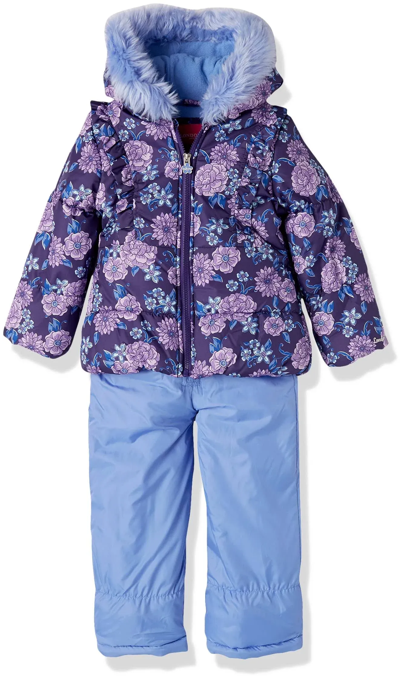 LONDON FOG Baby Girls' Snowsuit With Snowbib and Puffer Jacket