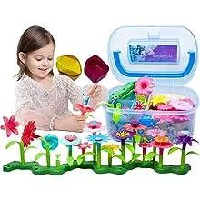 BIRANCO. Flower Garden Building Toys - Build a Bouquet Floral Arrangement Playset for Toddlers and Kids Gifts Age 3, 4, 5, 6 Year Old Girls, Educational STEM Toy (120 PCS)