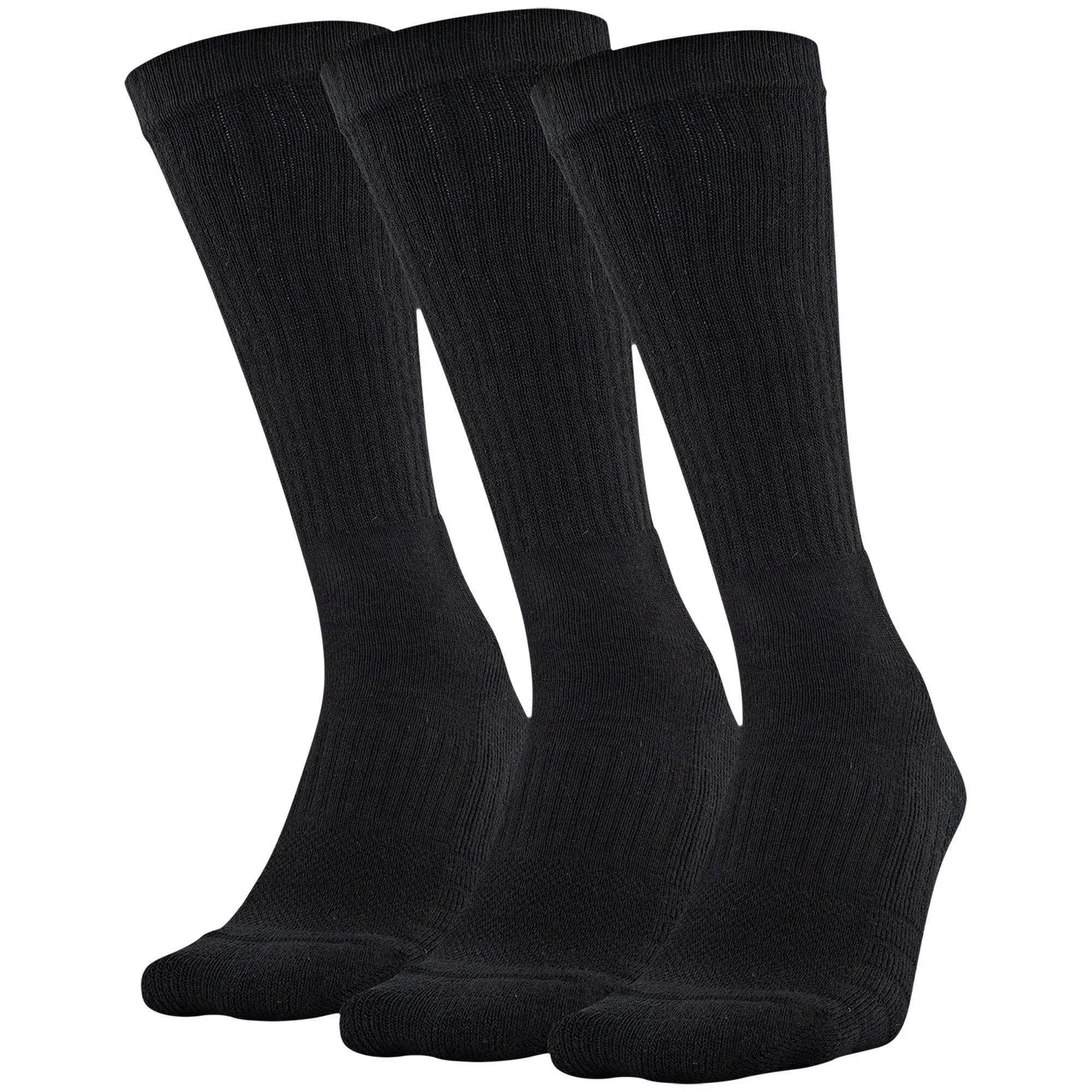 Adult Under Armour Training Cotton 3 Pack Crew Socks Large Black