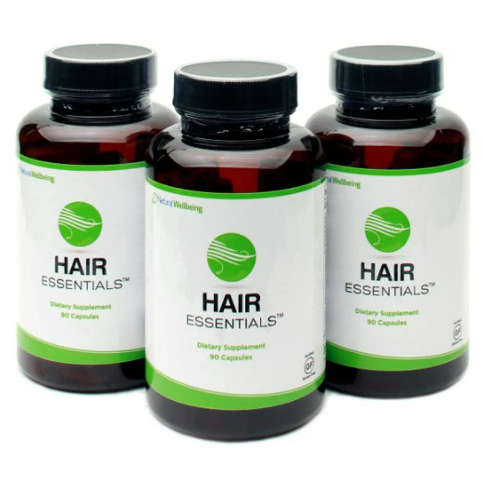 Natural Wellbeing Hair Essentials - Supports Healthy Hair with Saw Palmetto (for DHT), Biotin, Bamboo Silica - Natural Supplement for Women and Men. 90 Veg Caps (1-Month Supply)