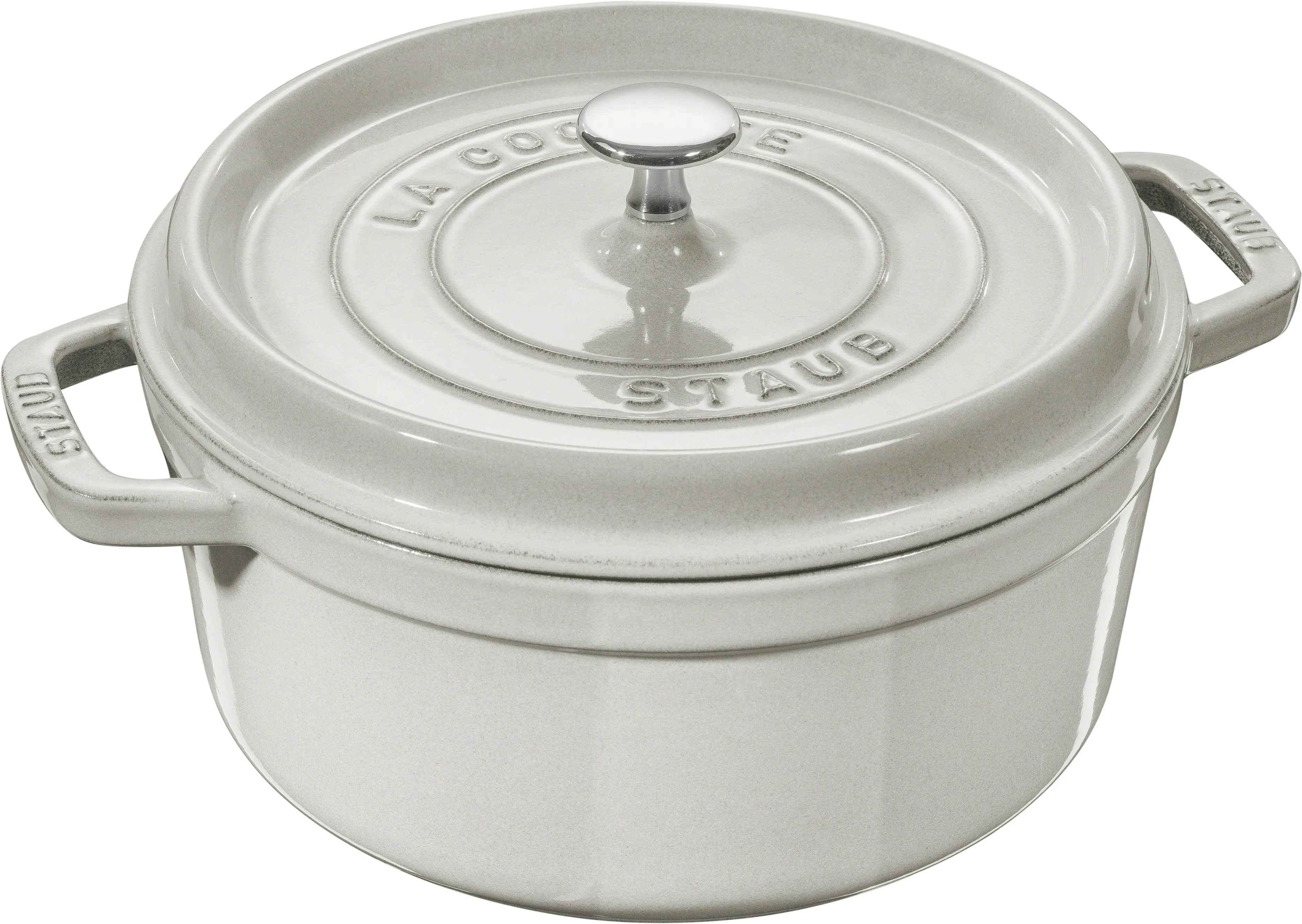 Staub 4-Quart Cast Iron Round Cocotte - White Truffle