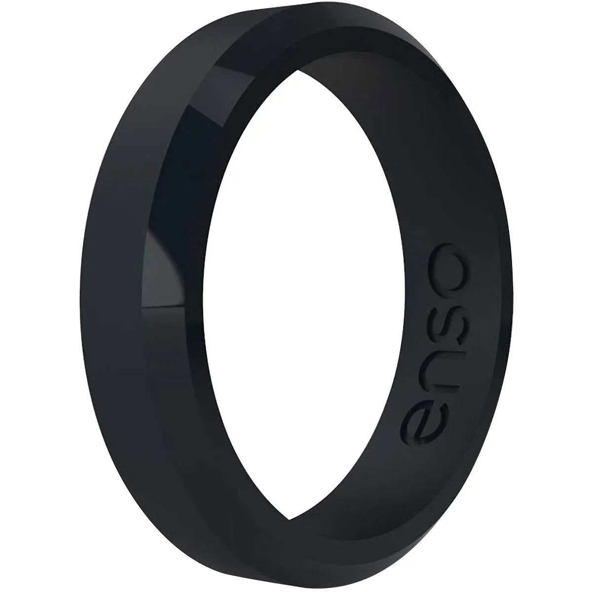 Enso Rings Thin Bevel Series Silicone Ring - Obsidian