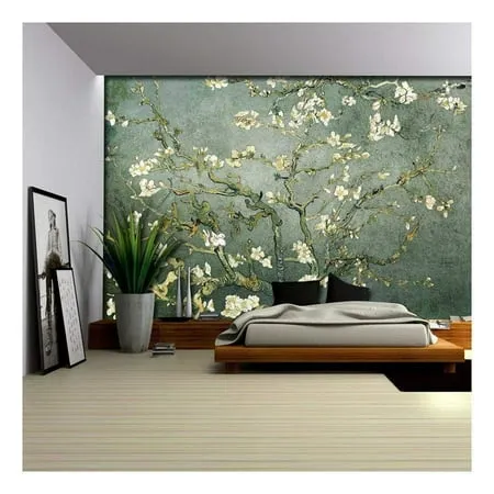 Wall26 - Teal Almond Blossom by Vincent Van Gogh - Wall Mural, Removable Sticker, Home Decor - 66x96 Inches, Size: 66 x 96, Brown