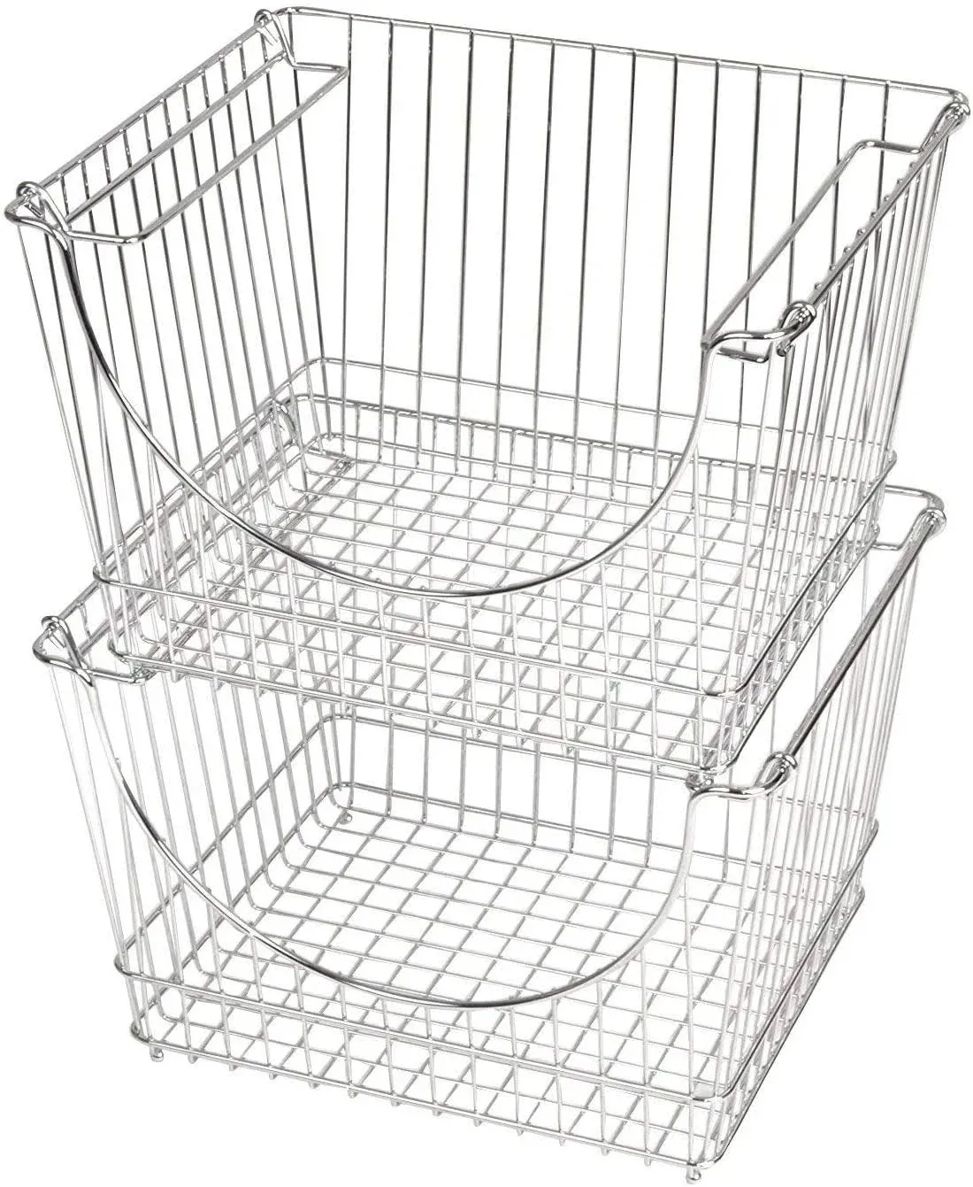 Smart Design Large Stacking Baskets - Set of 2 - Chrome