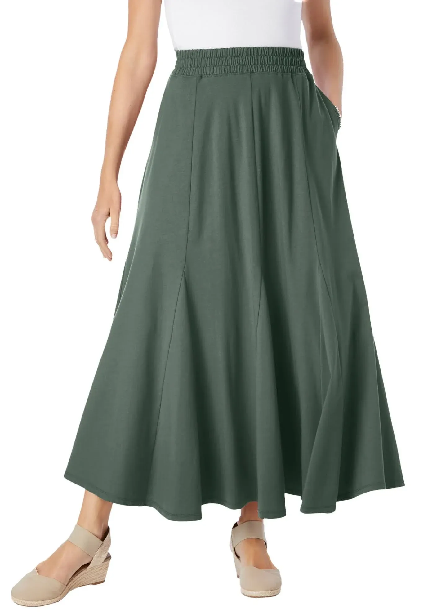 Plus Size Women's Knit Panel Skirt by Woman Within in Pine (Size 3X)