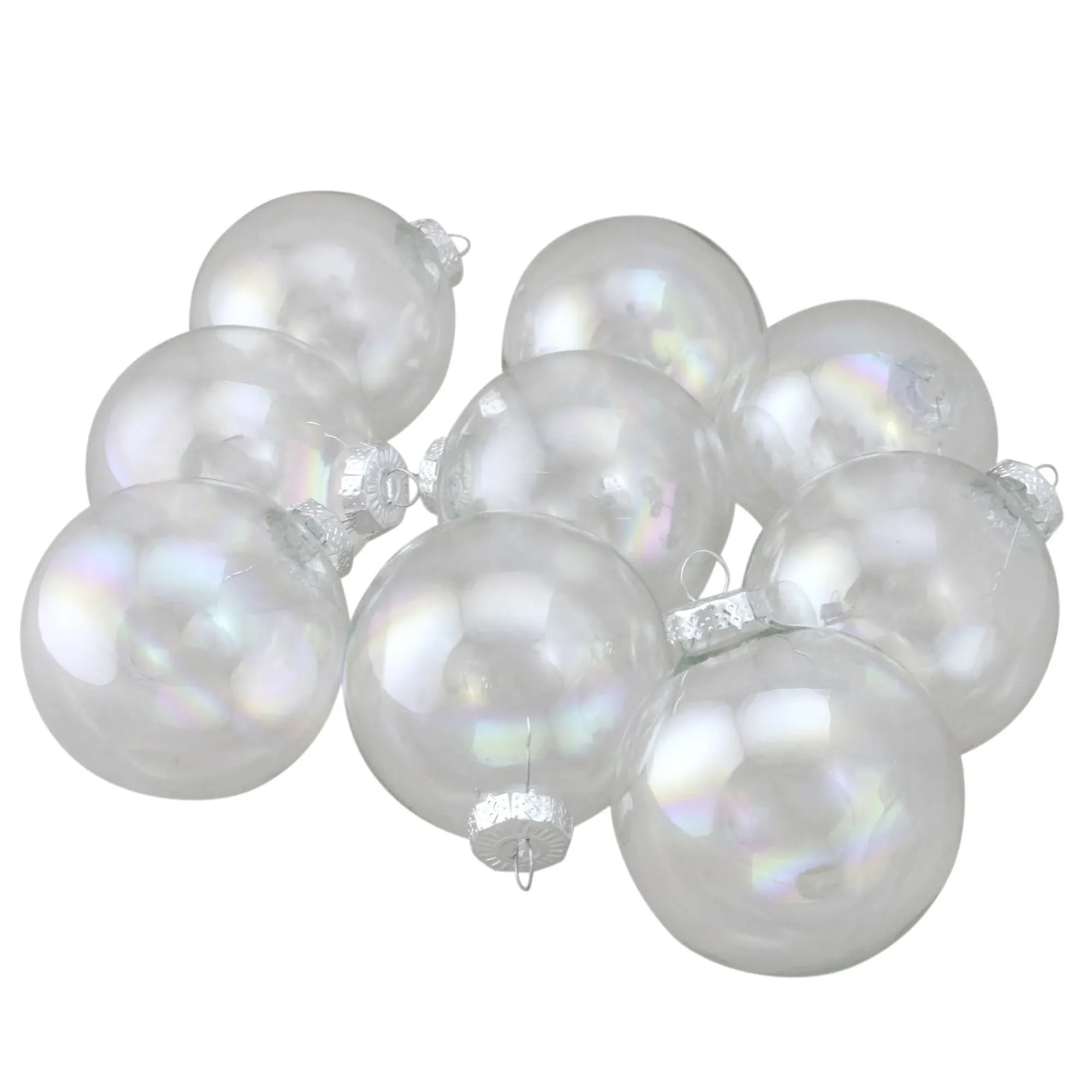 Northlight 9-Piece Iridescent Glass Ball Christmas Ornament Set 2.5" (65mm)