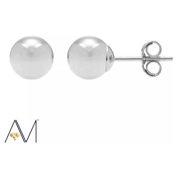 14k Gold Classic Lightweight Ball Stud Earrings, 3mm to 9mm, with Pushback, Women’s