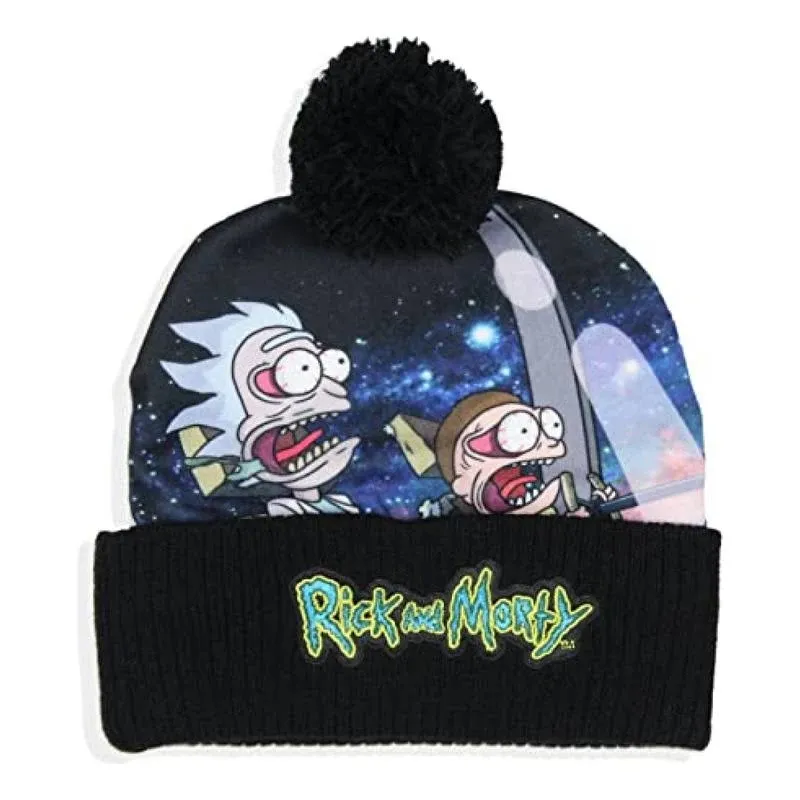 Bioworld Rick and Morty Spaceship G-Force Embroidered Cuffed Pom Beanie Hat