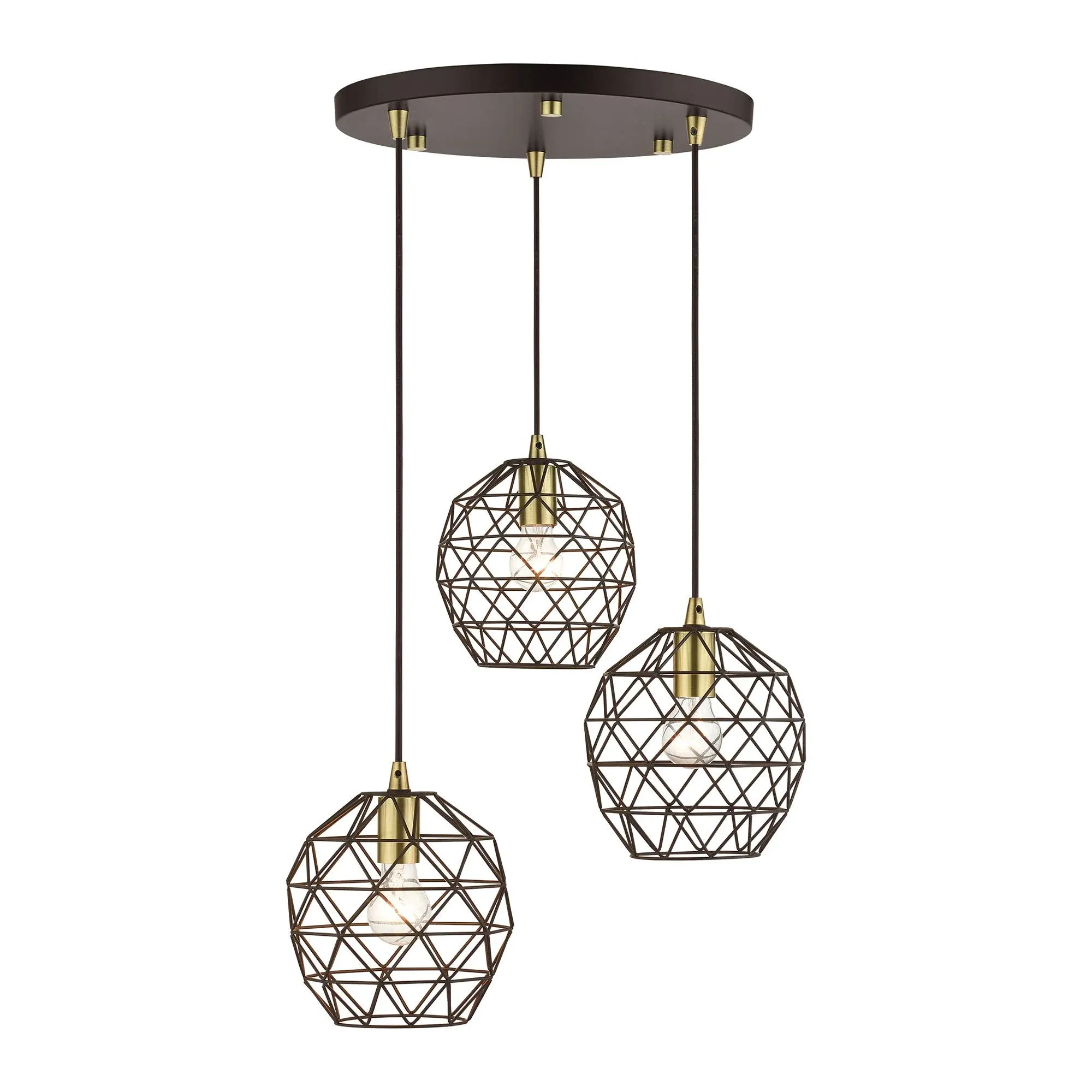 Livex Lighting, 46593-91, Geometrix, Pineapple Multi Pendant, Brushed Nickel