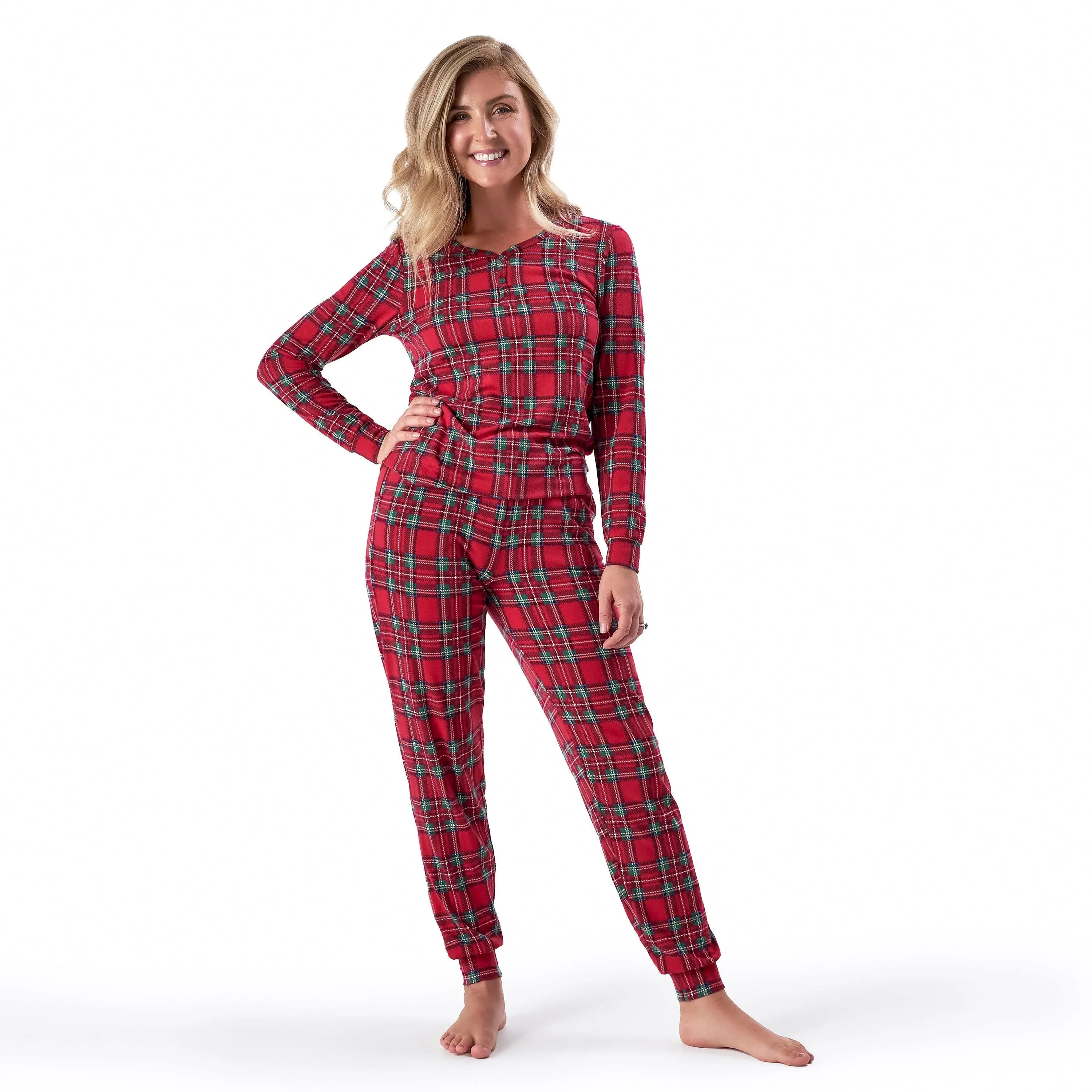 2-Piece Women&#39;s Stewart Plaid Hacci Pajama Set