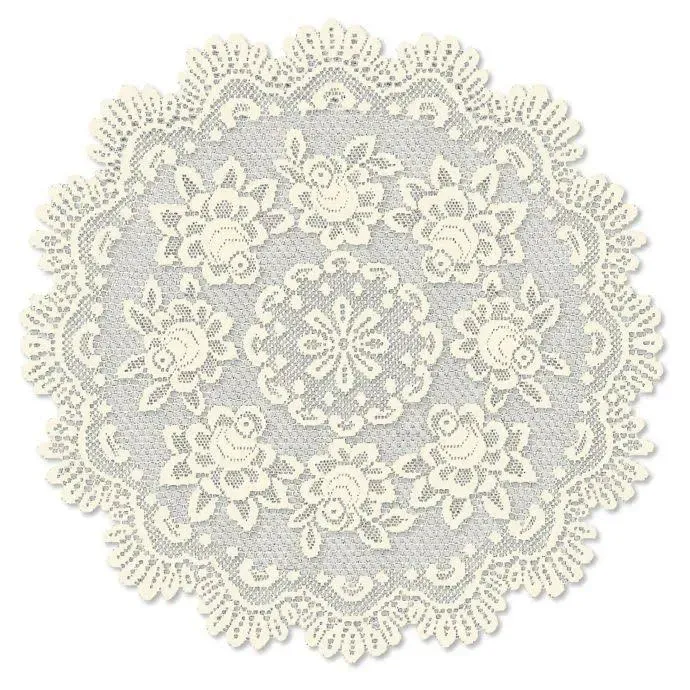 30 in. Rose Round Table Topper - Off White