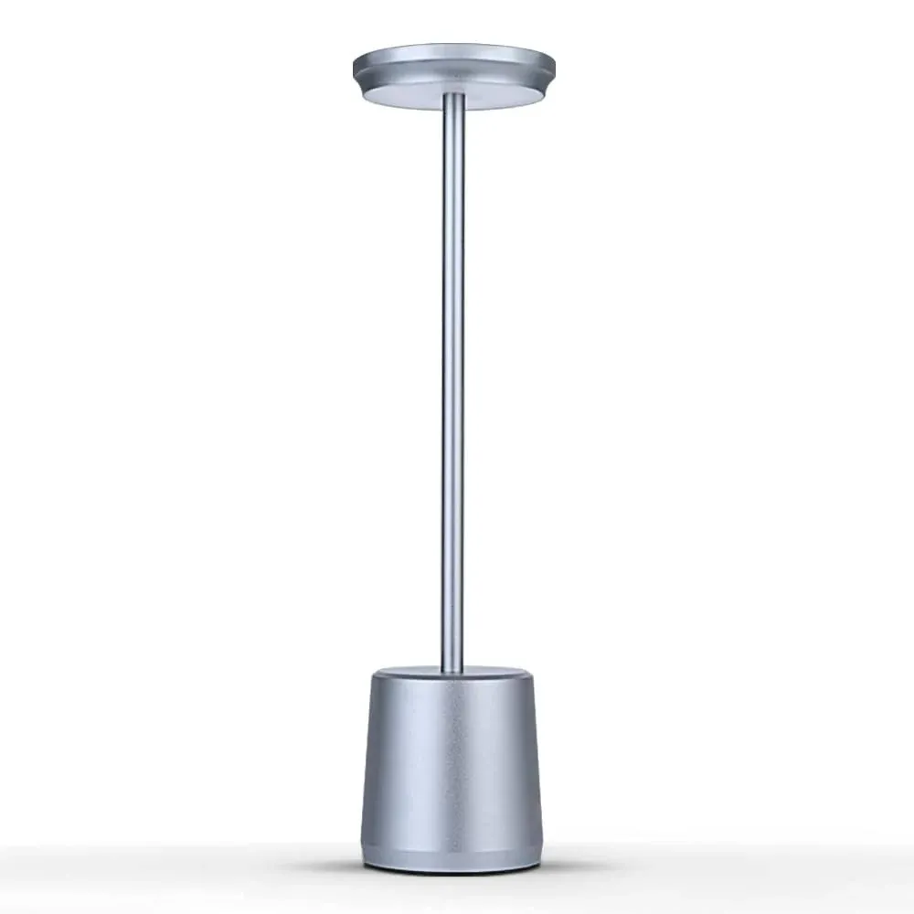 EJFOIEJ Cordless Metal Desk Lamp,Portable LED Table Lamp with Touch Silver 