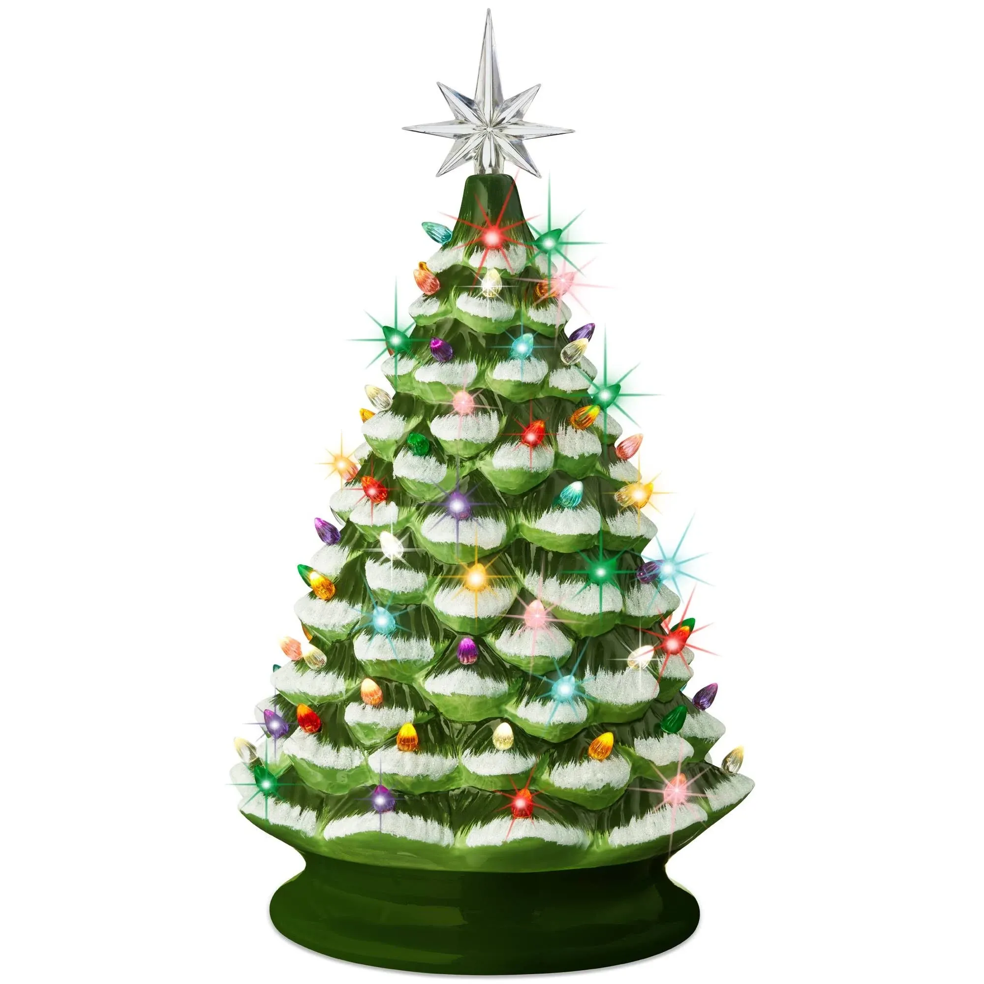 Best Choice Products 18in Ceramic Christmas Tree, Pre-lit Hand-Painted Frosted Holiday Decor w/ 93 Multicolor Bulbs