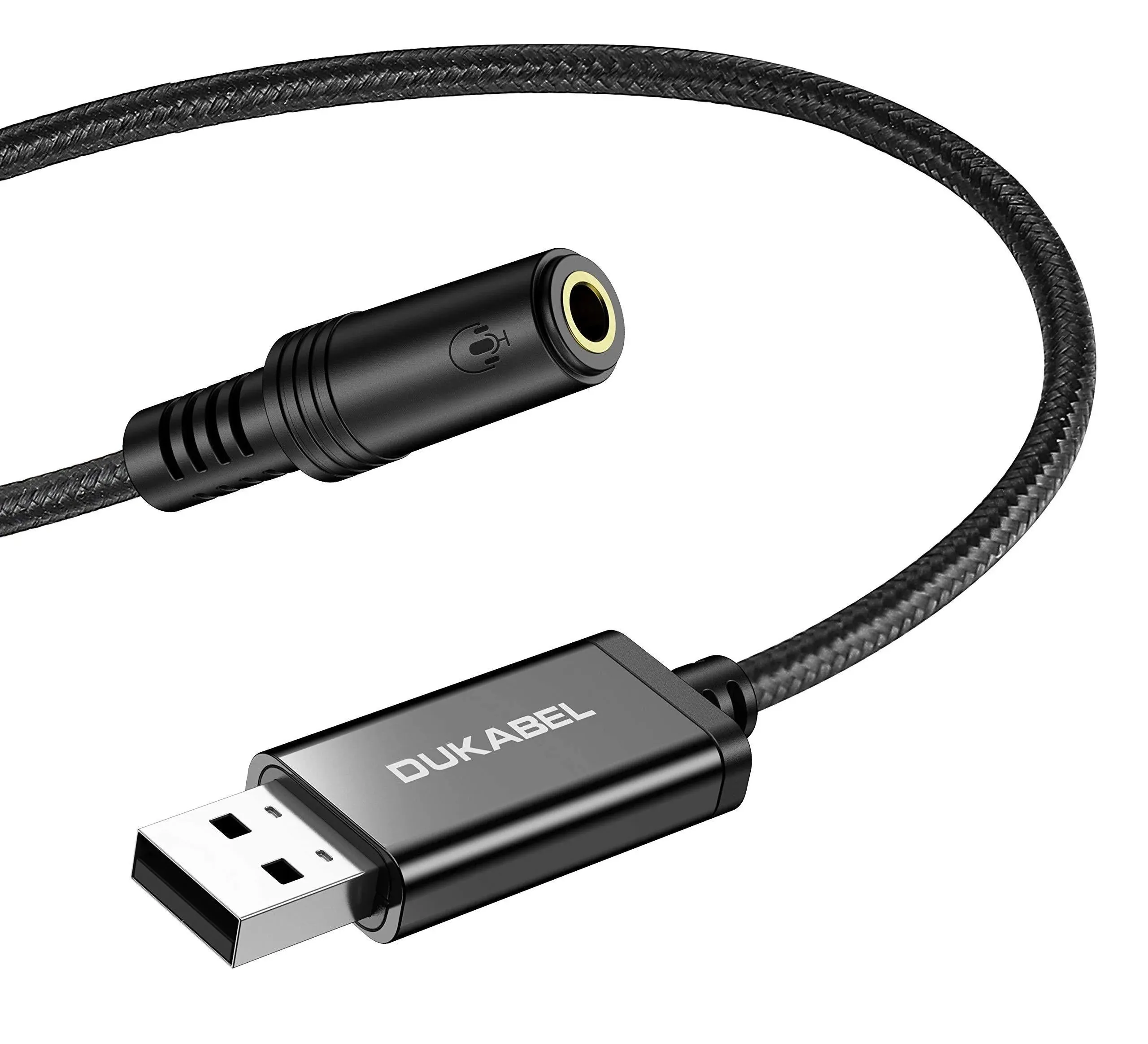 Long USB Audio Adapter, Gaming Headset to USB to 3.5mm Jack TRS AUX Adapter