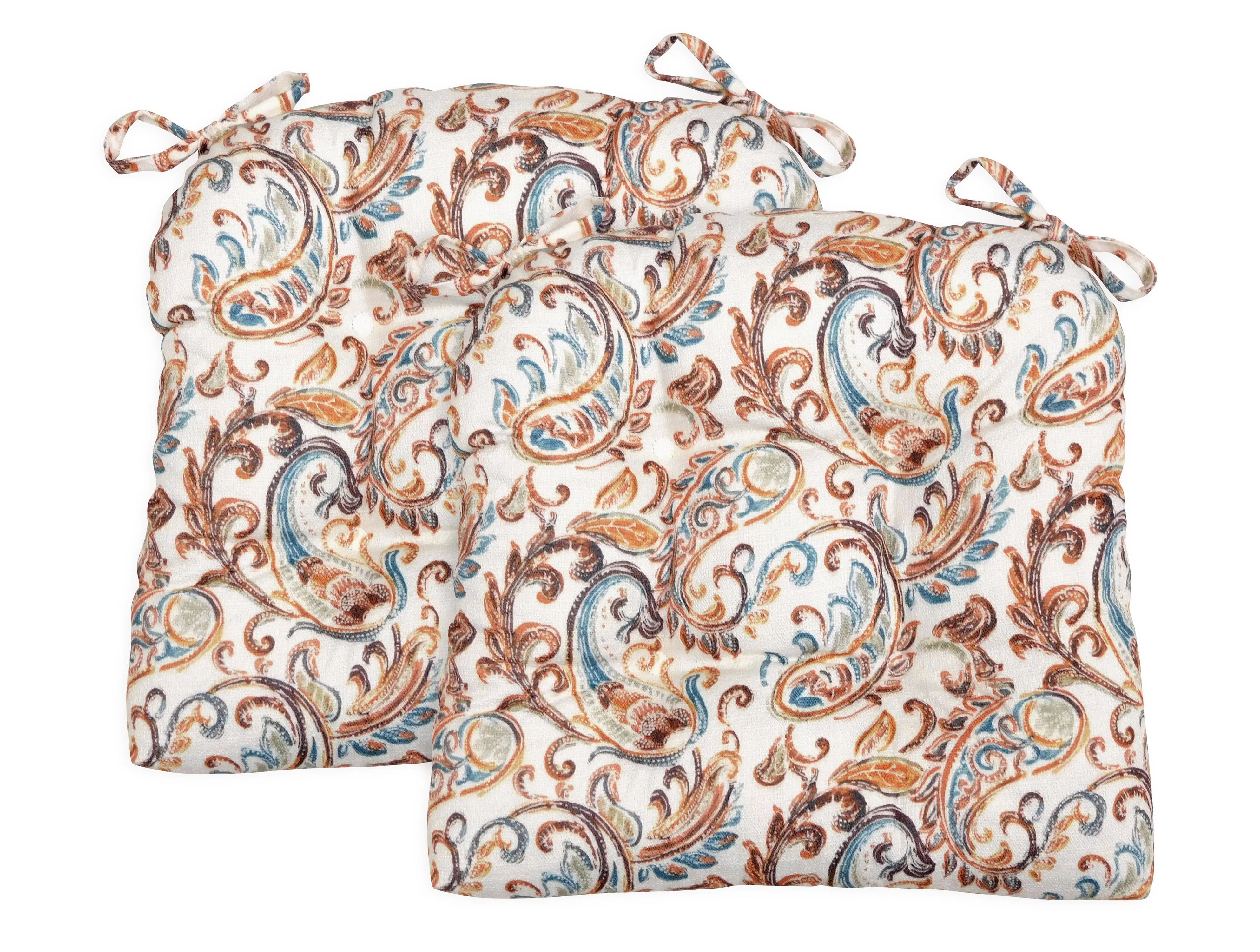 Perfect Performance Paisley Chair Pad 2-pack, Spice