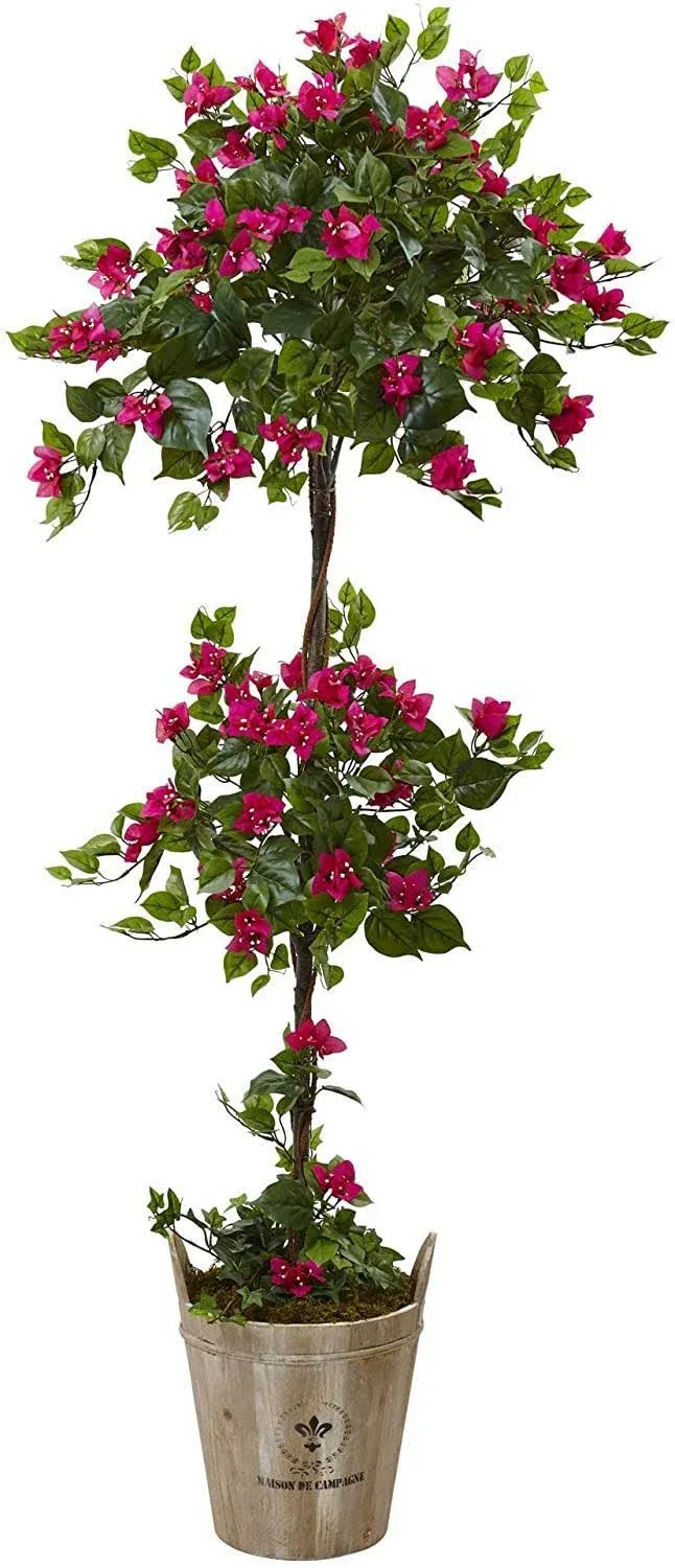 Nearly Natural Bougainvillea Tree with European Barrel Planter