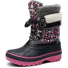 DREAM PAIRS Boys Girls Snow Boots Water-Resistant Outdoor Warm Cozy Anti-Slip Mid Calf Faux Fur Lining Insulated Winter Shoes for Little/Big Kids