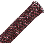 100ft - 1 inch Pet Expandable Braided Sleeving - BlackRed - Alex Tech Braided Cable Sleeve