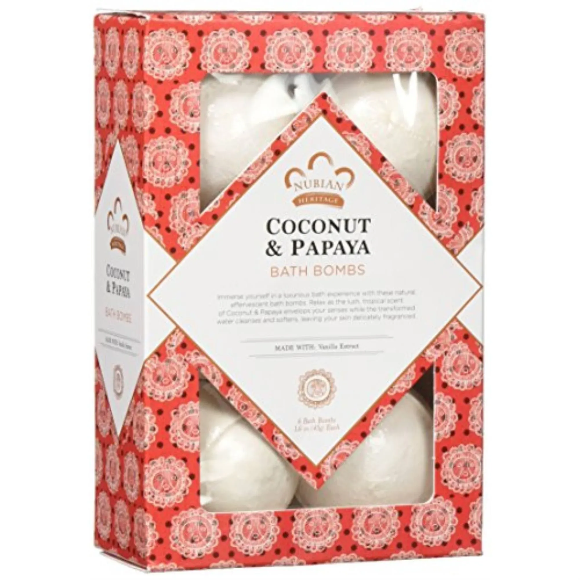 Nubian Heritage Coconut & Papaya Bath Bombs 6 ct