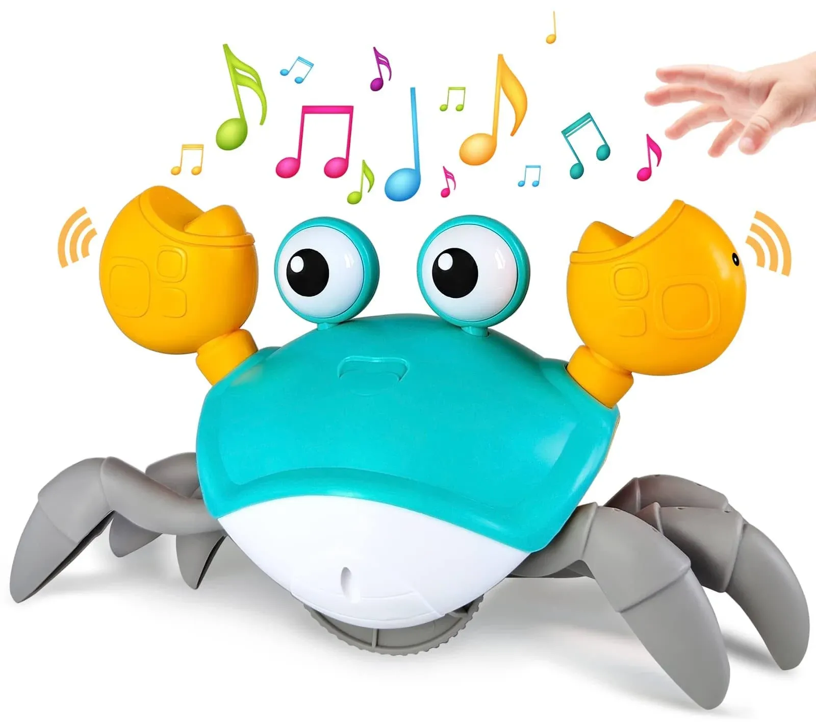 Interactive Crawling Crab Toy - Music, Lights &amp; Sensory Development - Blue