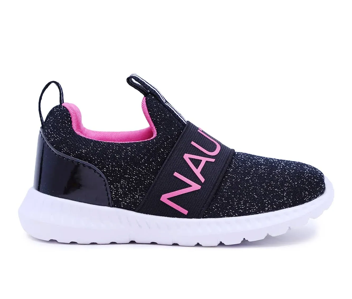 Nautica Canvey Black Pink Sparkle Slip On Athletic Sneakers Shoes Girls Size 6