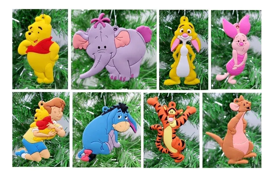 Winnie The Pooh Christmas Ornament Set Featuring Beloved Winnie The Pooh Characters Including Pooh, Tigger, Eeyore, Rabbit, Owl, and Kanga