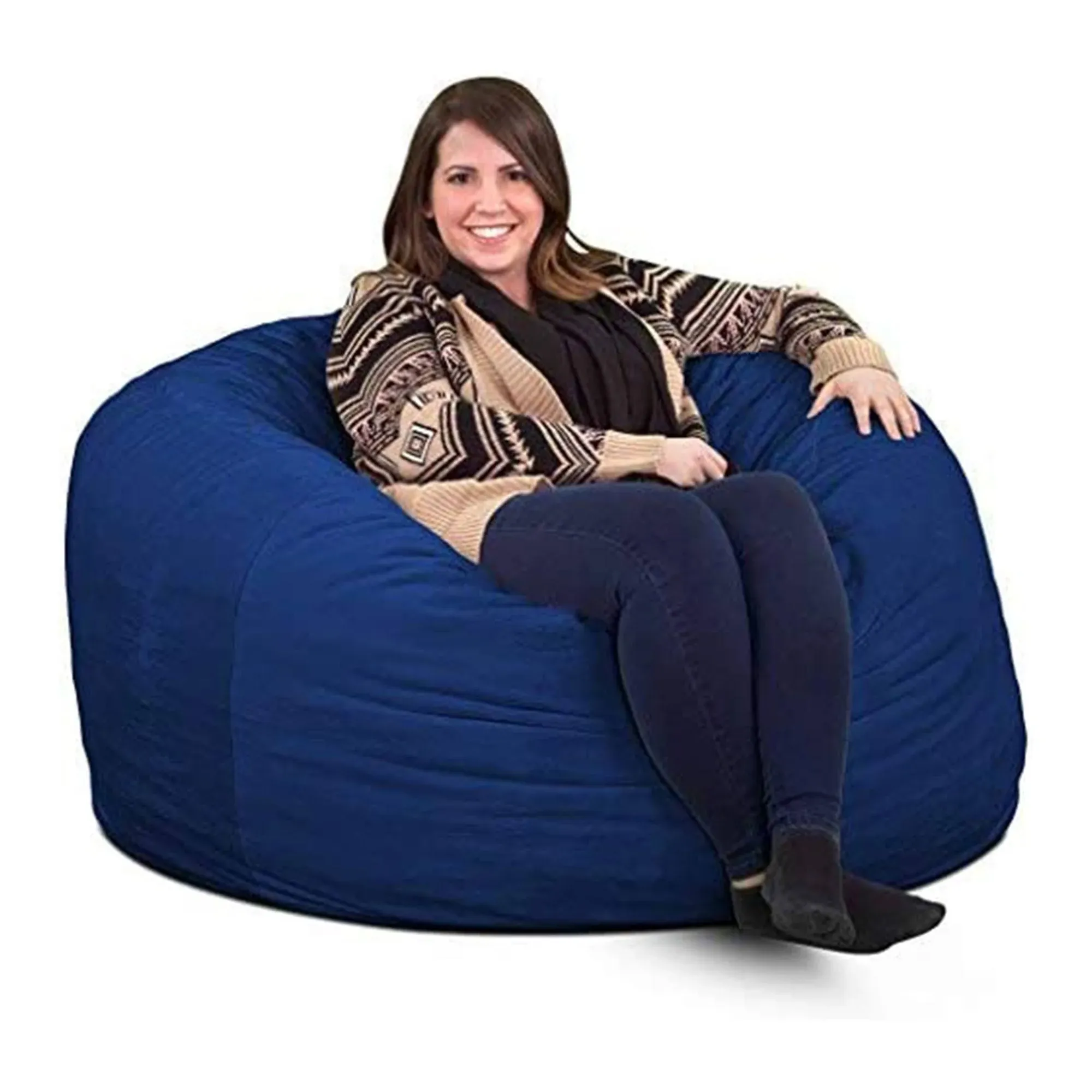 Ultimate Sack 4000: 4 Foot Bean Bag Chair Electric Blue Suede