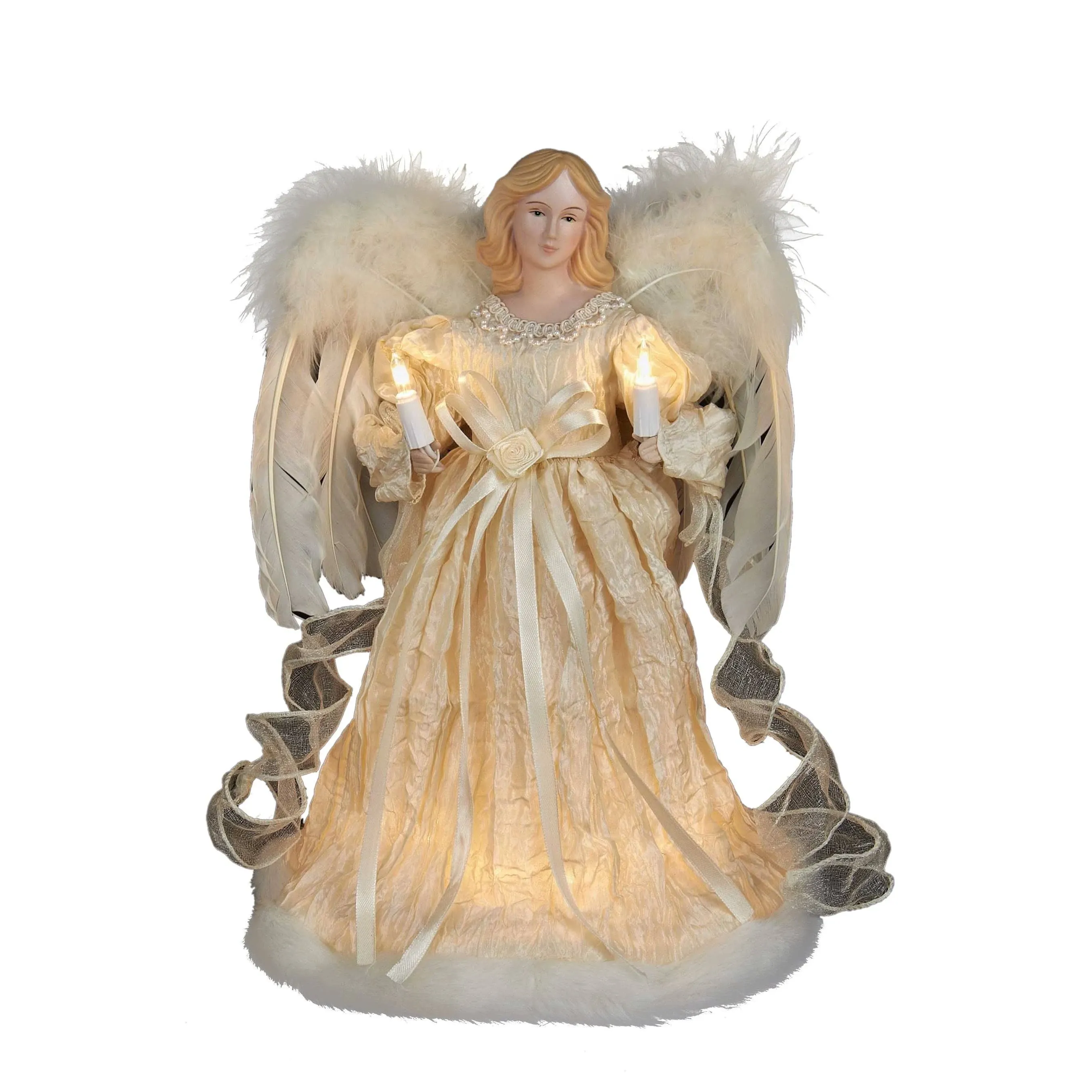 Kurt Adler 12 in. 10 Light Ivory Angel Treetop