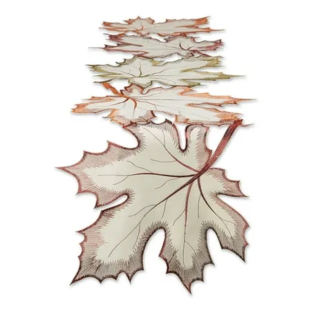 DII Embroidered Maple Leaves Table Runner