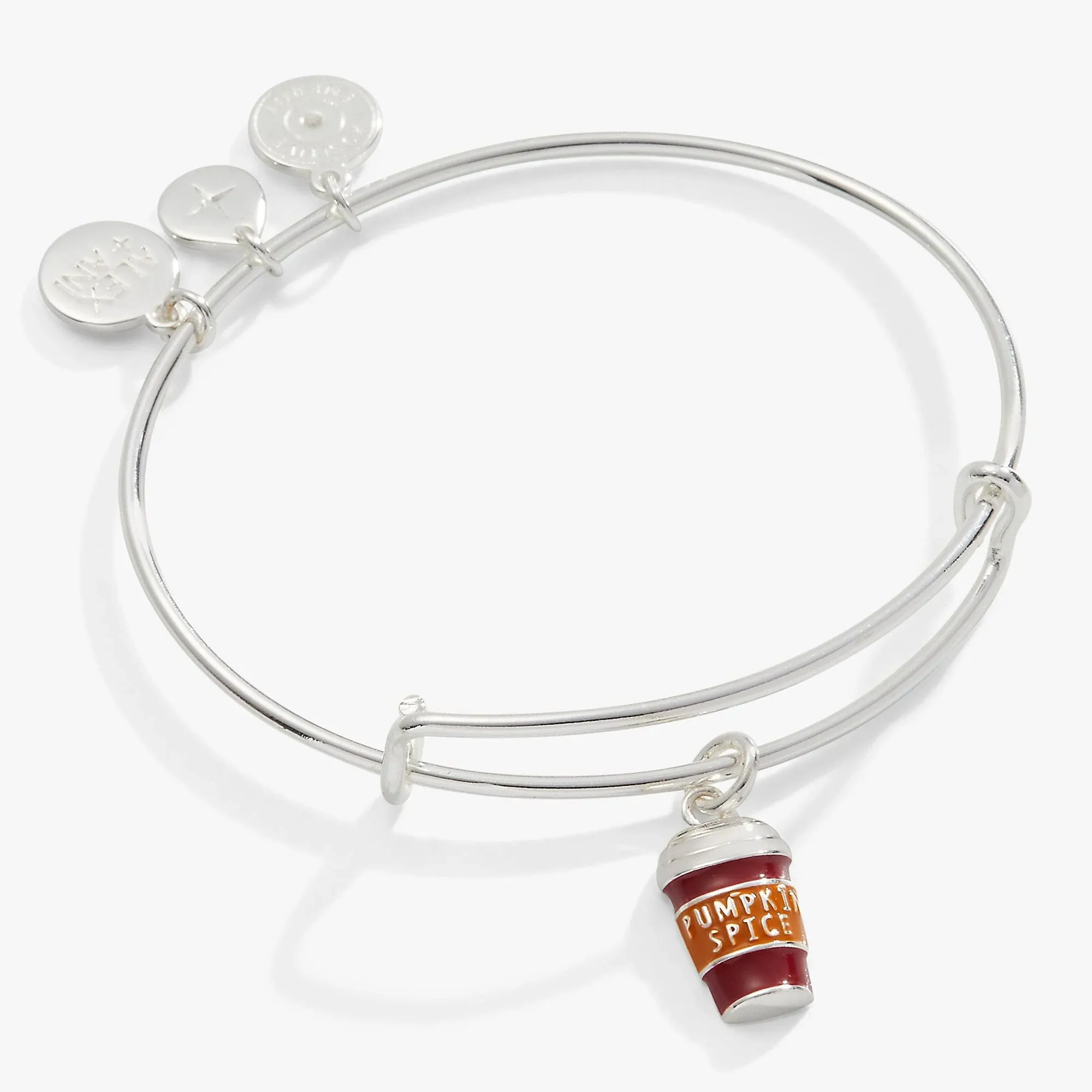 Alex and Ani Pumpkin Spice Cup Charm Bangle Bracelet in Shiny Silver