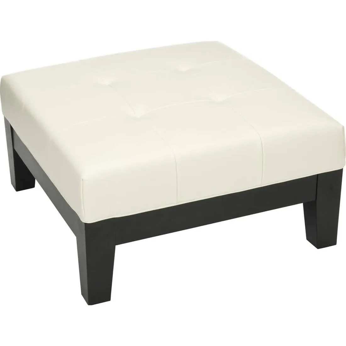 Safavieh Supreme Square White Leather Ottoman White, Black, Off-White 29.5&#034; x 29