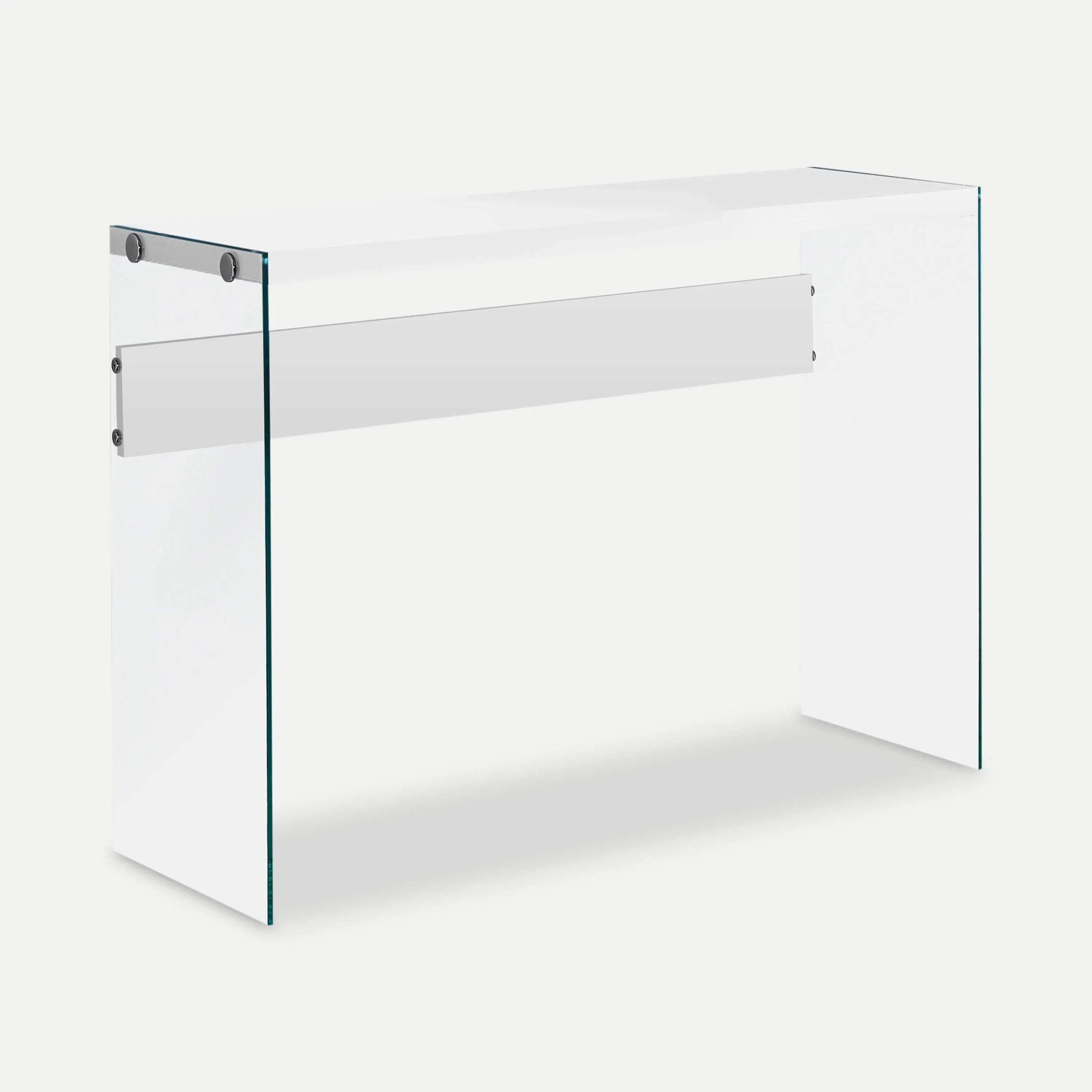 Monarch Specialties Console Table - Glossy White with Tempered Glass