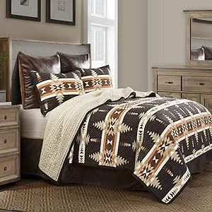 Paseo Road by HiEnd Accents Yosemite Western Bedding 3 Piece Quilt Set with Pillow Shams, Full Queen Aztec Bedding Set, Tribal Southwestern Bedding, Geometric Pattern Cotton Reversible Bed Set