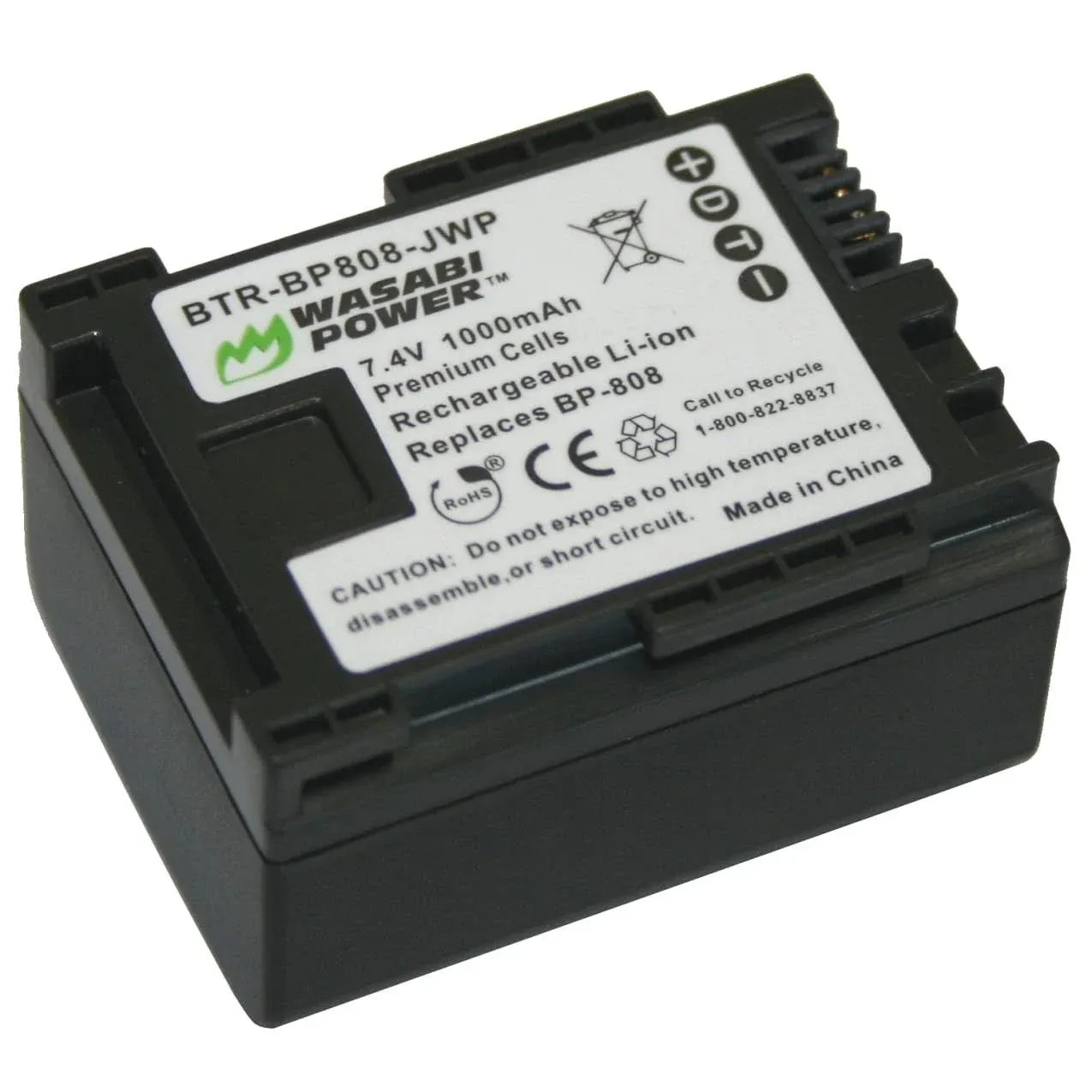 Wasabi Power Battery for Canon BP-808, BP-809 (1000mAh) and Canon FS21, FS22, FS31, FS40, FS200, FS300, FS400, VIXIA HF G10, HF G20, HF M30, HF M31, HF M32, HF M40, HF M41, HF M300, HF M400, and More