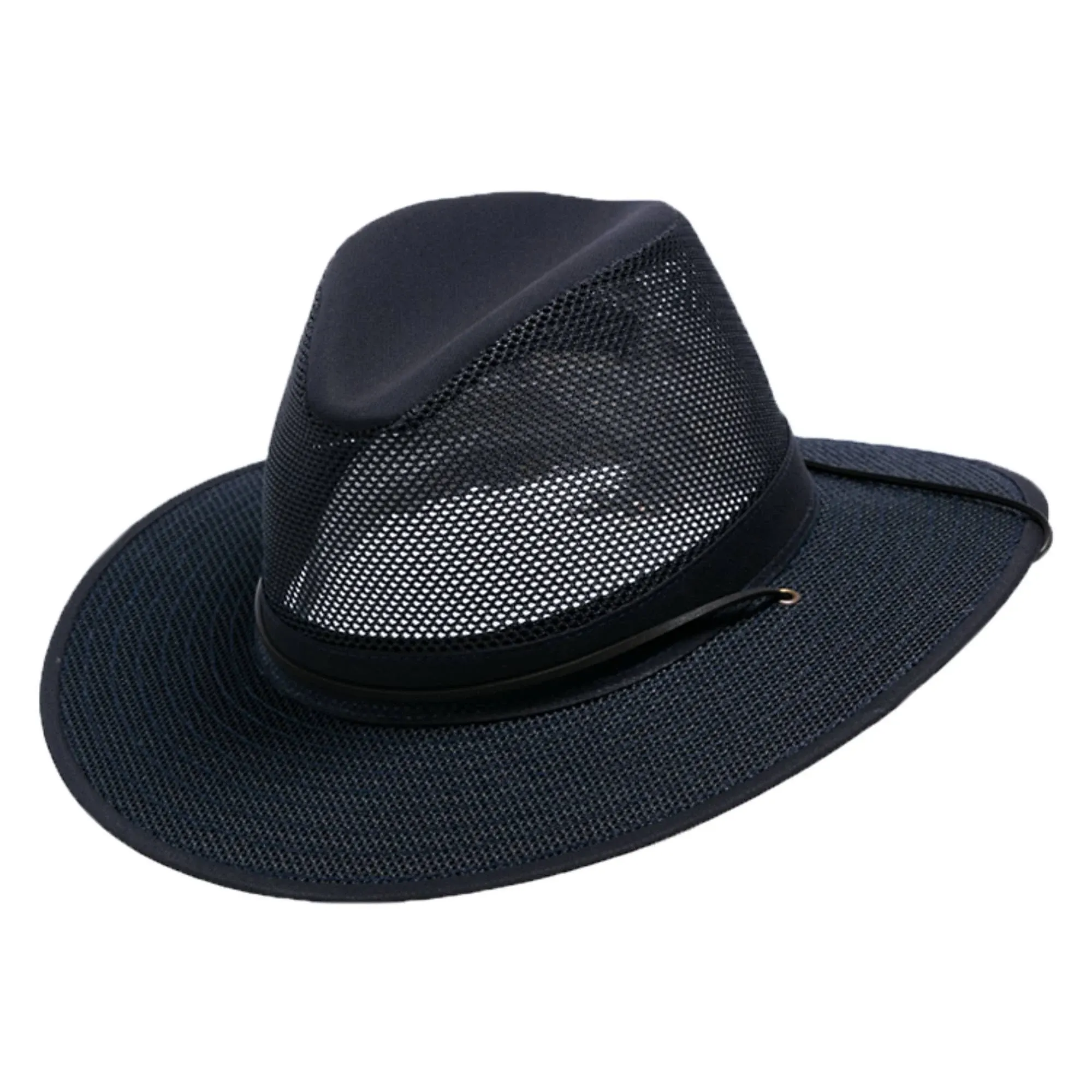 Henschel Packable Mesh Aussie Fedora Hat: Size: XL Navy Blue