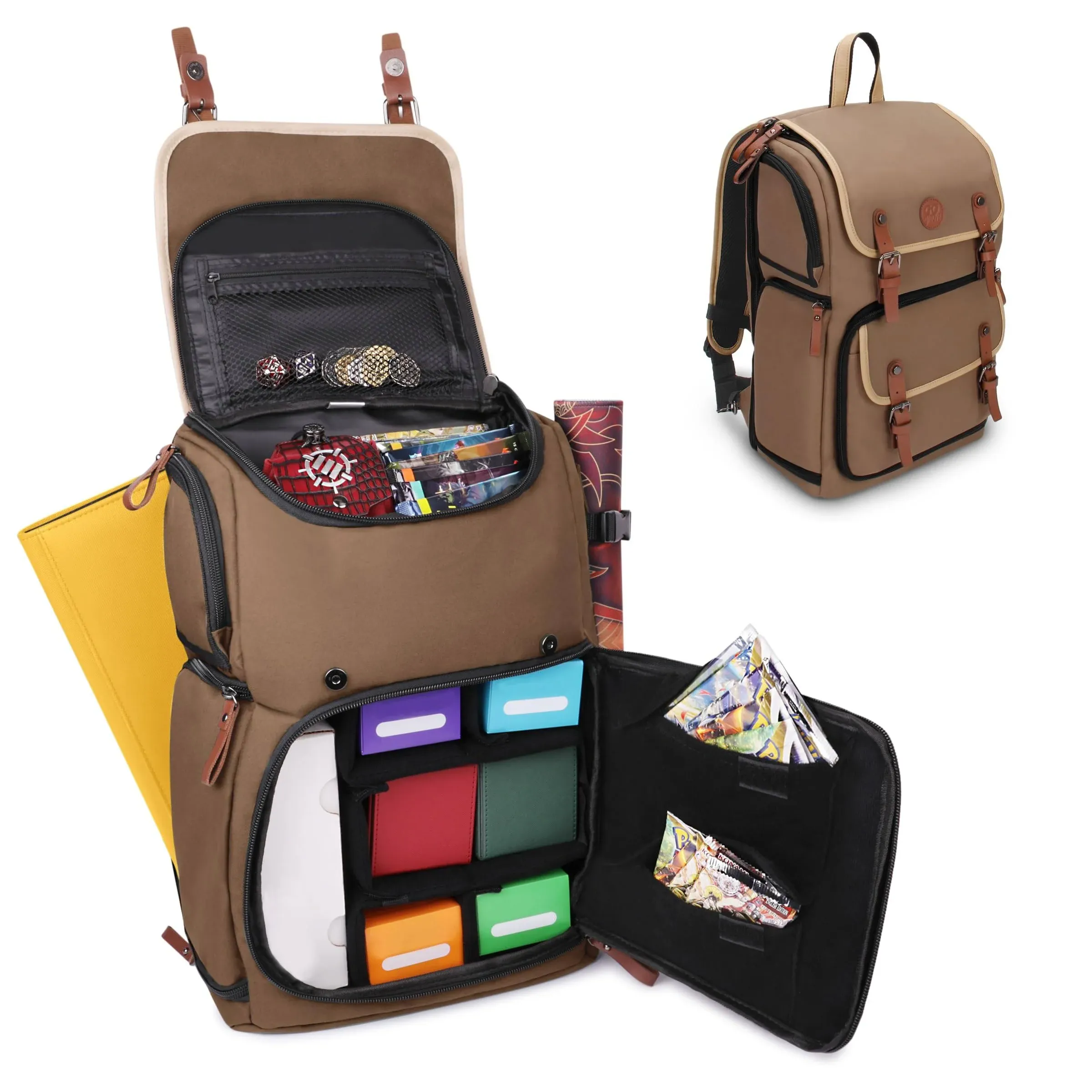 Designer Edition Trading Card Full-Size Backpack Tan