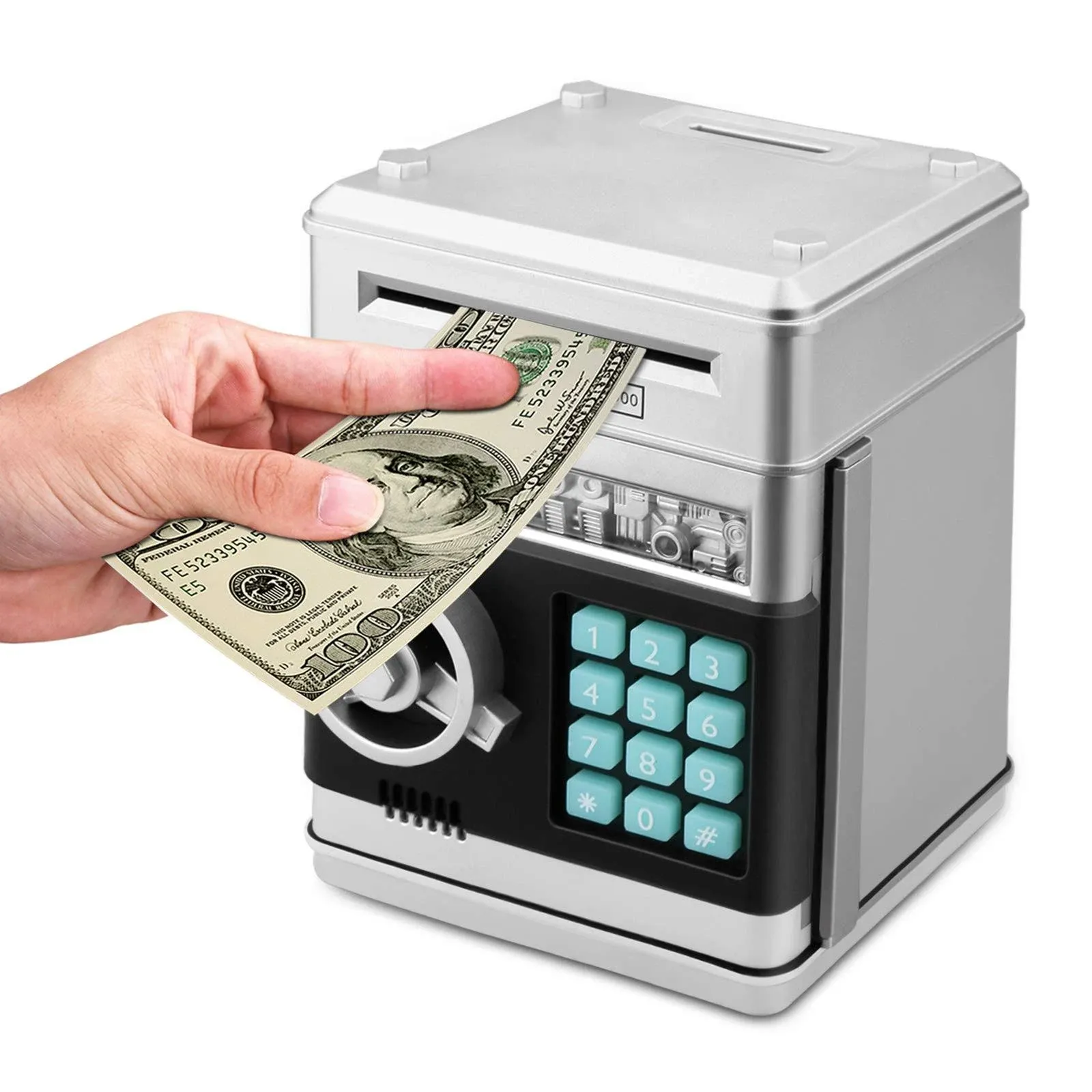 Electronic Password Piggy Bank Cash Coin Can Auto Scroll Paper Money Saving B...