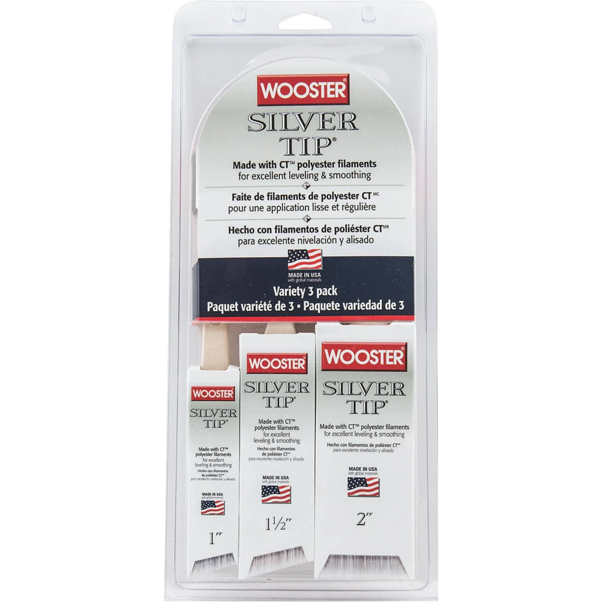 NEW Wooster Brush 5229 Silver Tip Variety (Pack 3) QUALITY PAINT BRUSHES 9533233