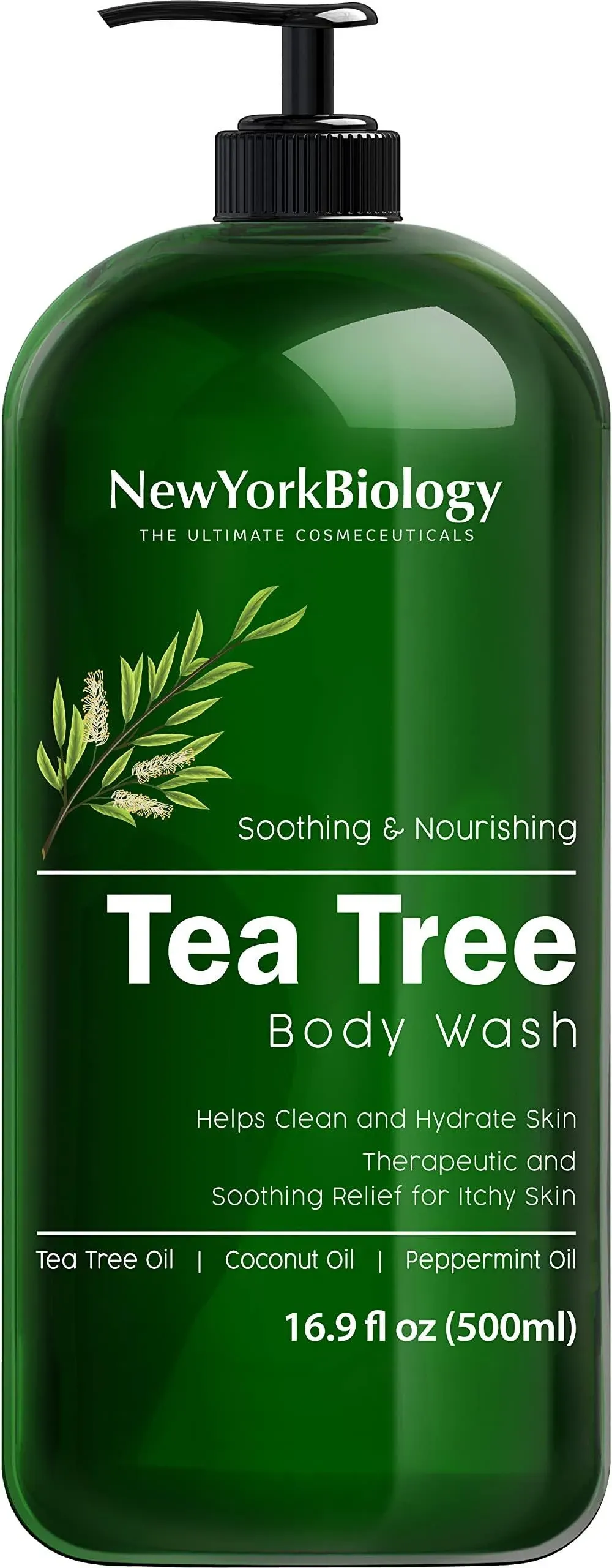 New York Biology Tea Tree Body Wash - Helps Nail Fungus, Athletes Foot, Ringworms, Jock Itch, Acne, Eczema & Body Odor, Soothes Itching & Promotes He