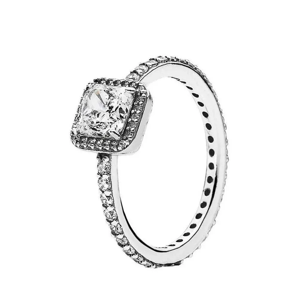 Pandora Square Sparkle Halo Ring