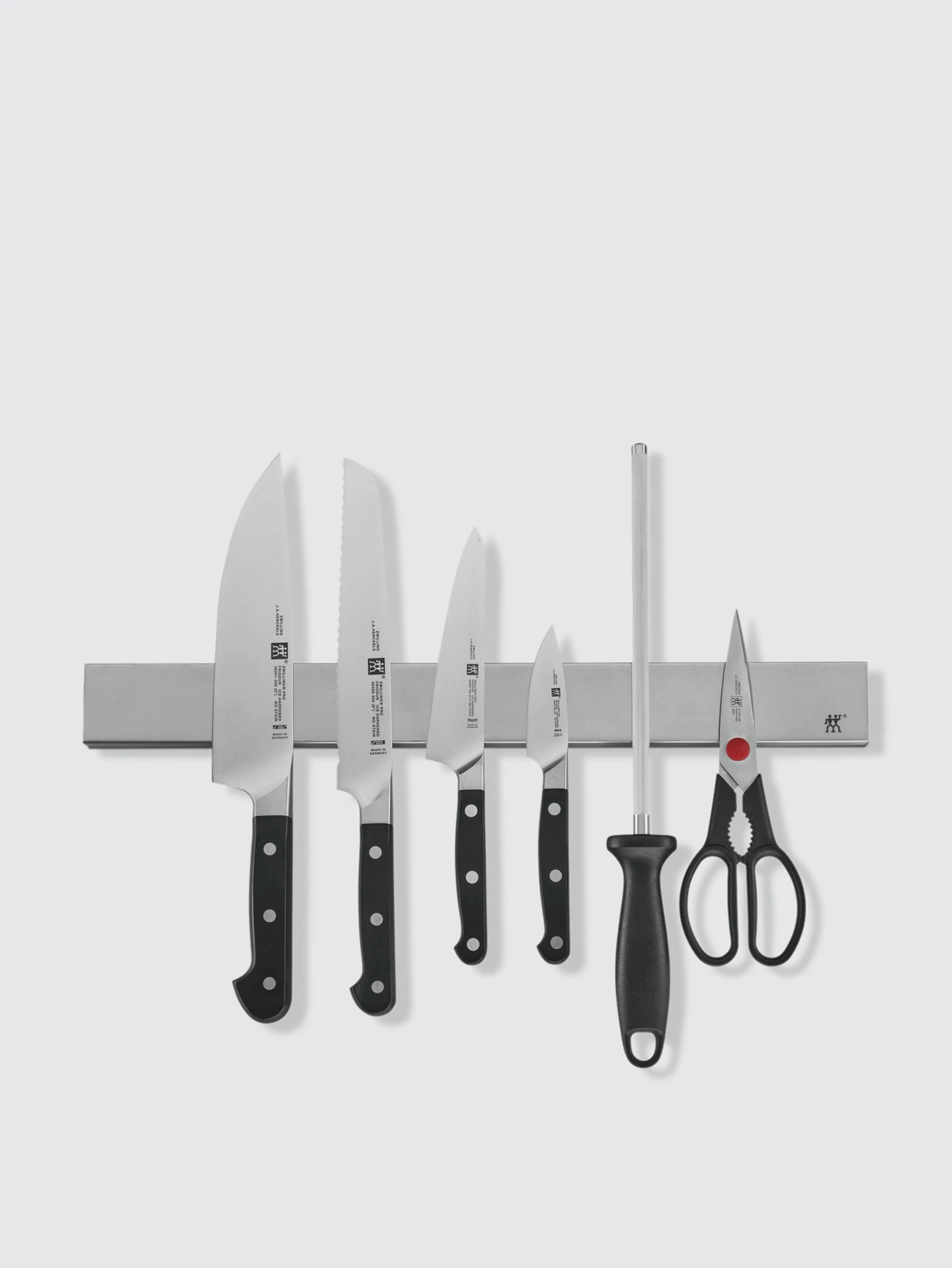 Zwilling Pro 7-Piece Knife Set with 17.5" Stainless Magnetic Knife Bar